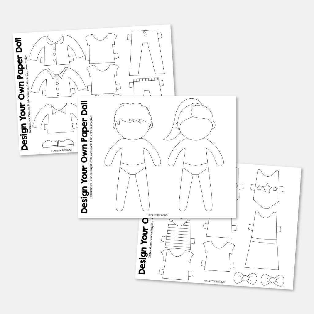 paper dolls printable black and white