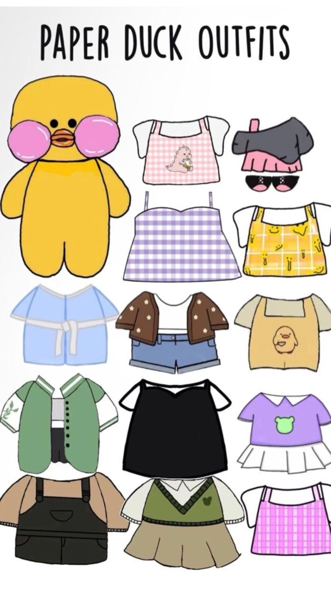 Paper Duck And Clothes Paper Doll Clothes Duck Outfits Paper Dolls