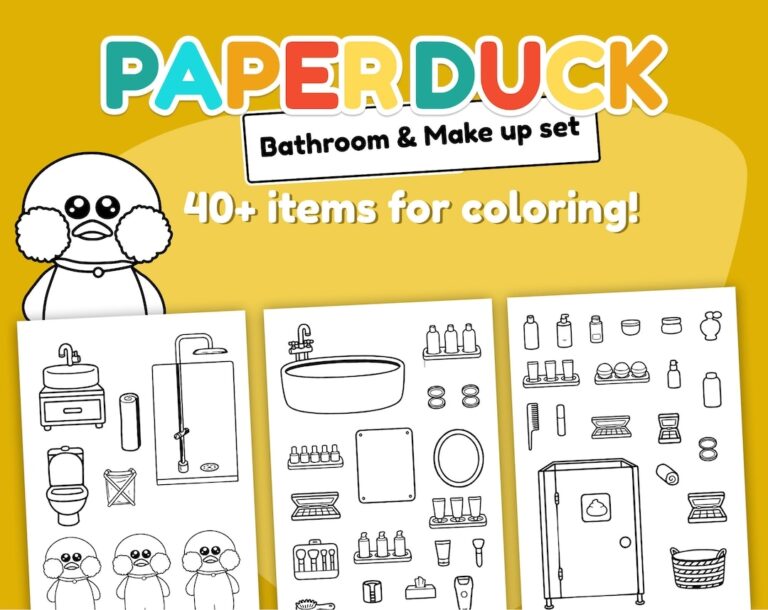 Paper Duck Printable Set For Coloring Bathroom Make Up And Skin Care Bundle Ready For Instant Download And Print 40 Items Etsy