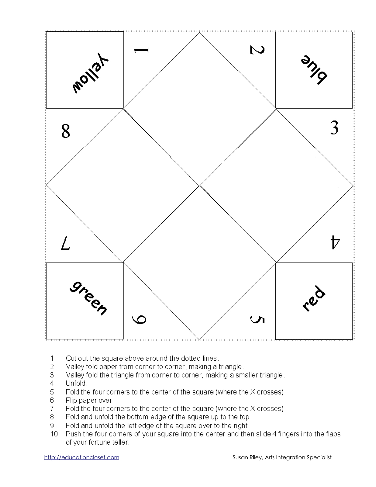 paper fortune teller printable template