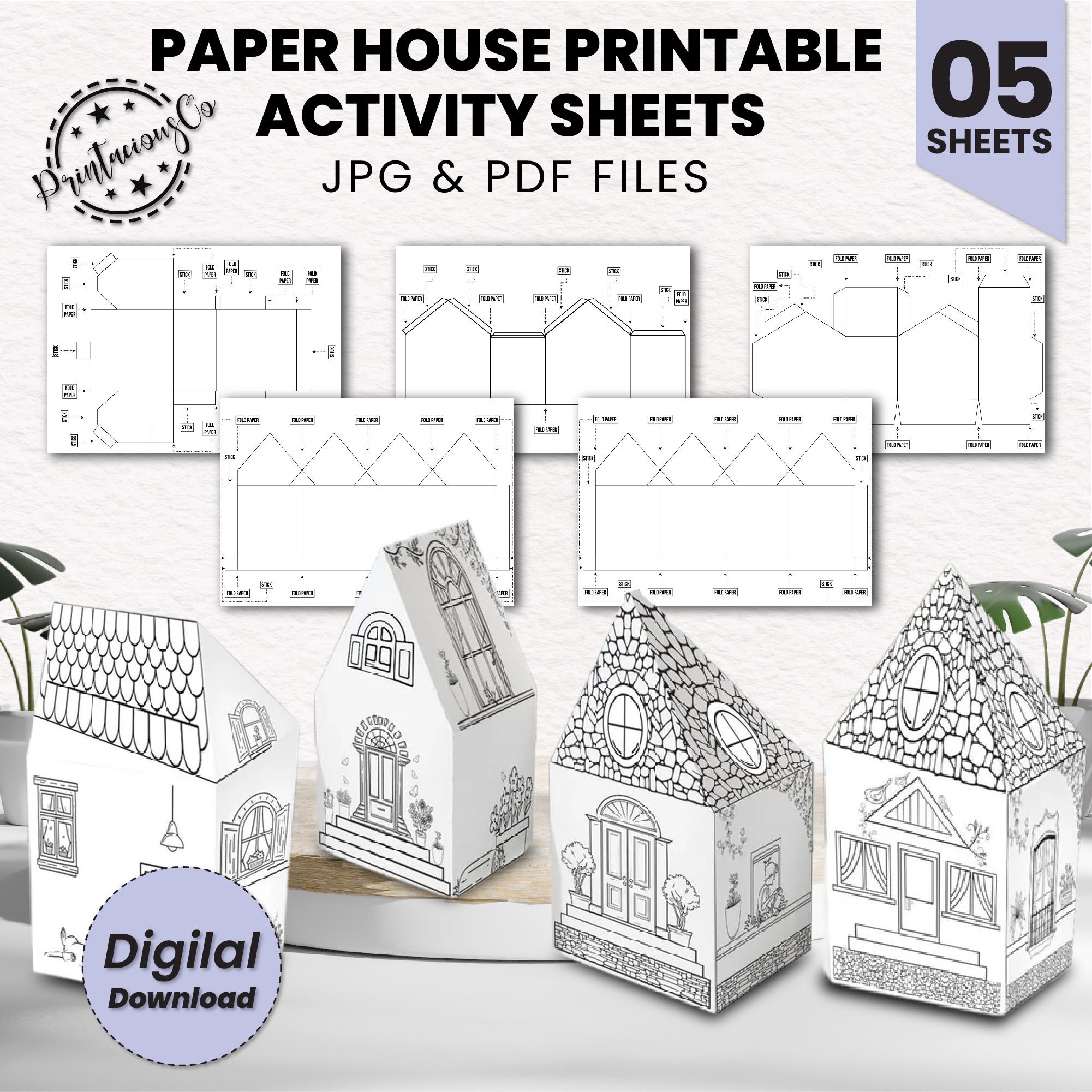 Paper House Printable Bundle Paper Craft Kit Printable Arts And Crafts For Kids Colouring And Model Making Activity Sheets Etsy
