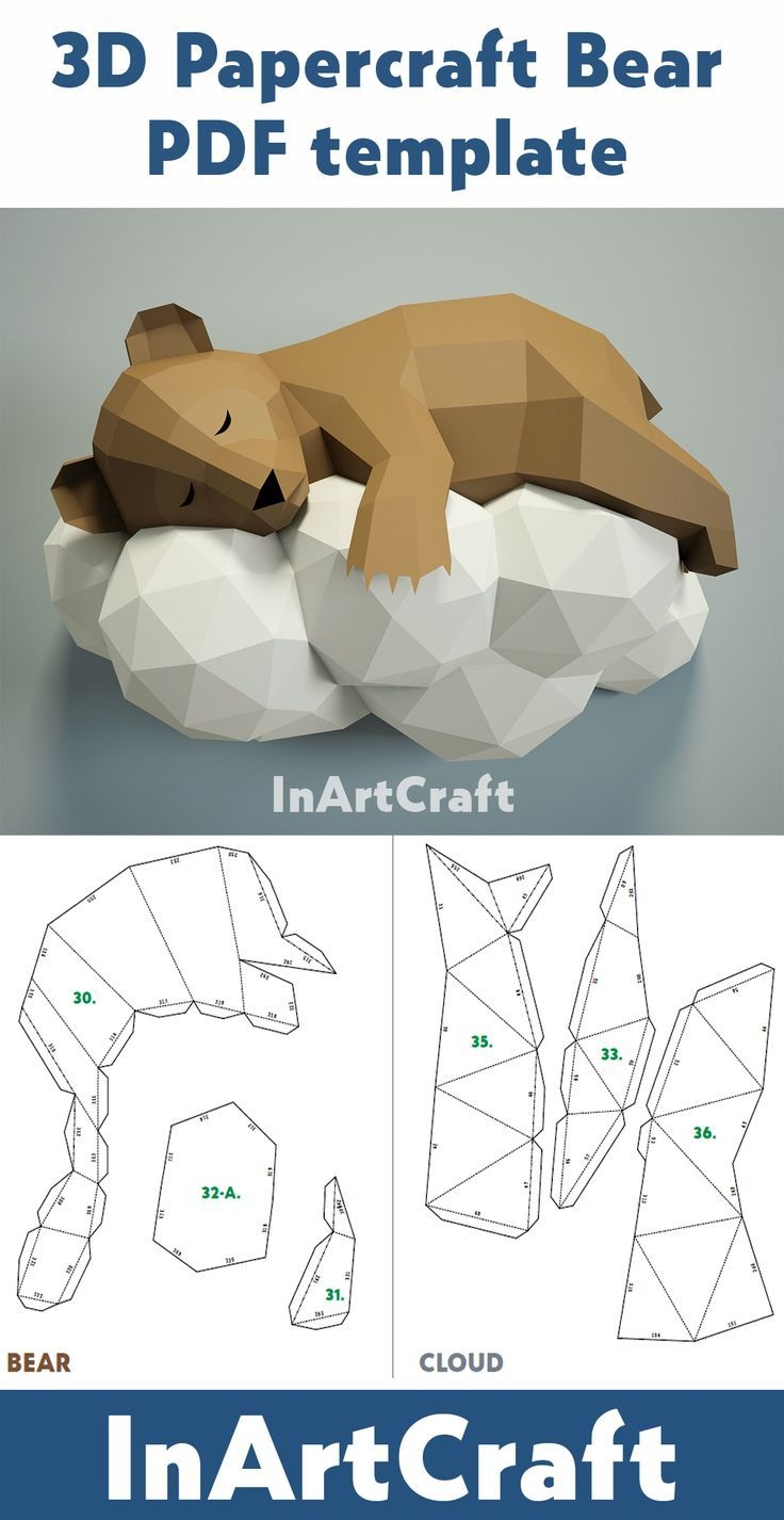 Papercraft Bear On A Cloud Paper Craft 3D Origami Kit 3D Papercraft Animal DIY Paper Model Kit Papercraft Bear On A Cloud Paper Craft 3D Origami Kit 3D Papercraft Animal DIY Paper Model Kit