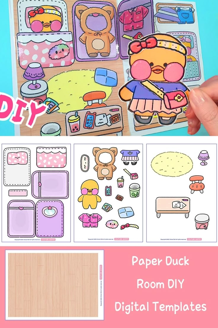 Paperdiy Lalafanfan Paper Duck And Room Free Printables Digital Download Pdf
