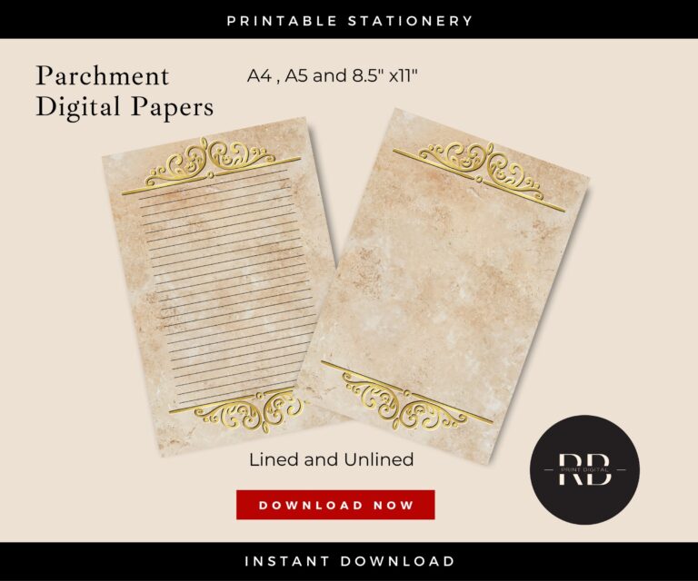 Parchment Printable Paper Printable Stationery Parchment Paper Download PDF Paper Download Etsy
