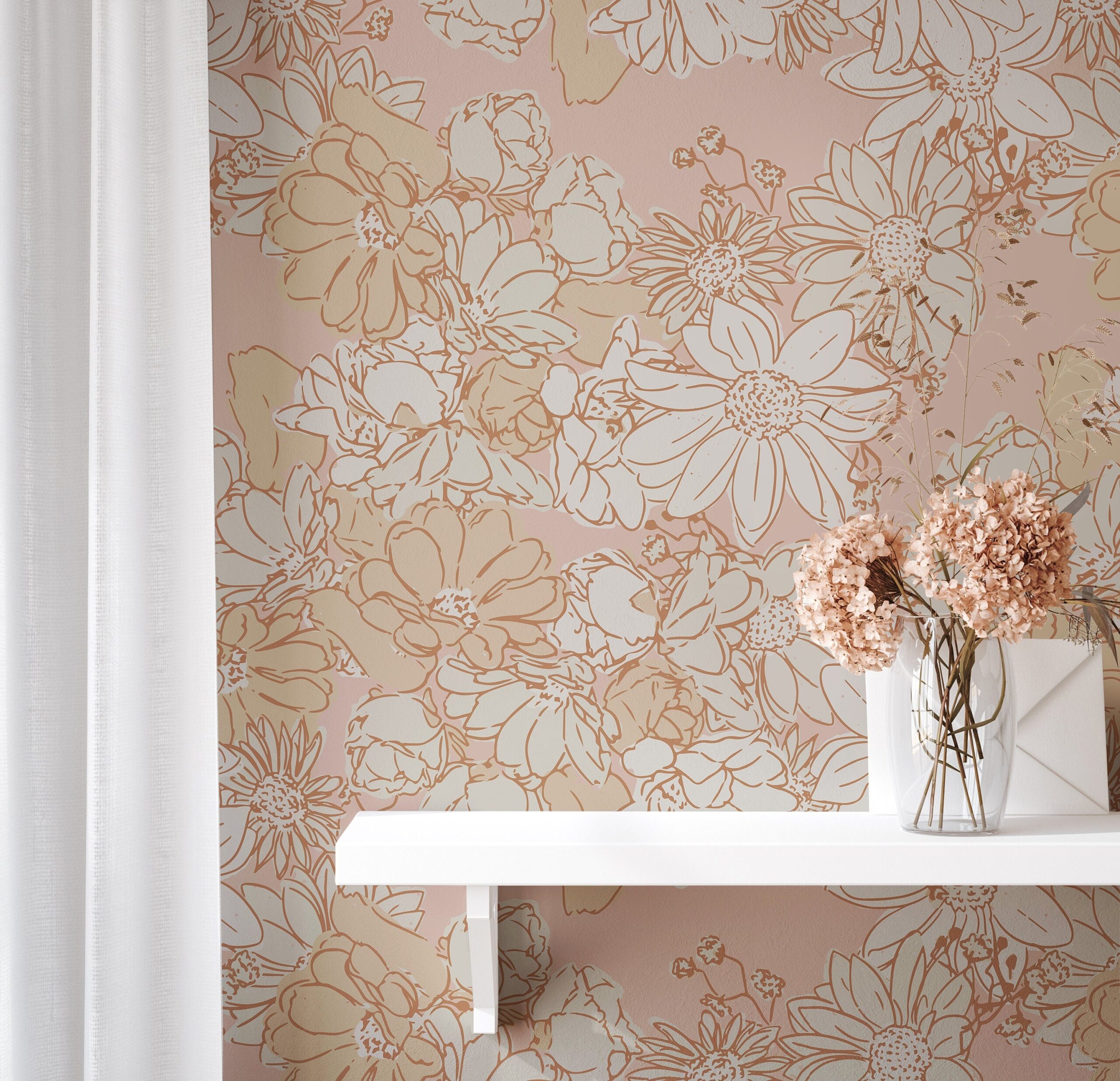 Pink Orange Floral Wallpaper Peel And Stick Wallpaper Removable Wallpa James And Colors Pink Orange Floral Wallpaper Peel And Stick Wallpaper Removable Wallpa James And Colors