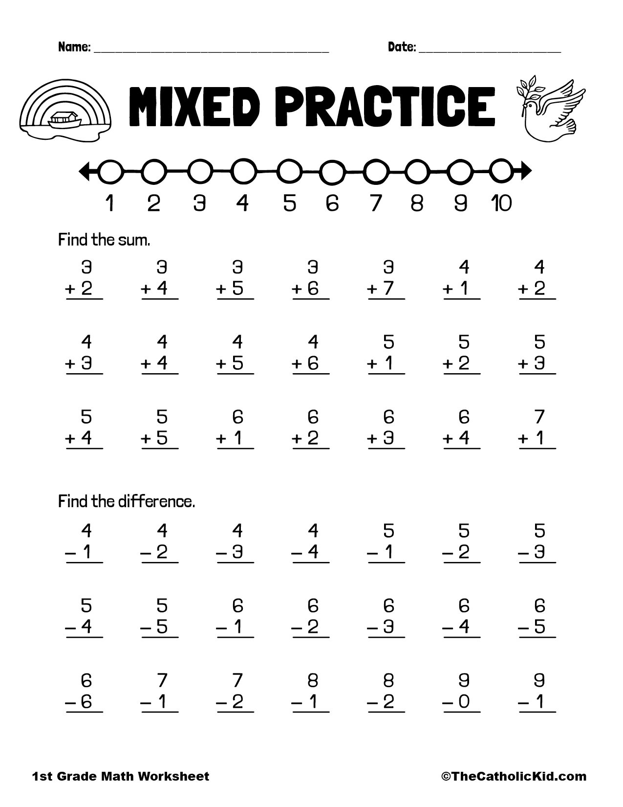 printable math worksheets for 1st grade