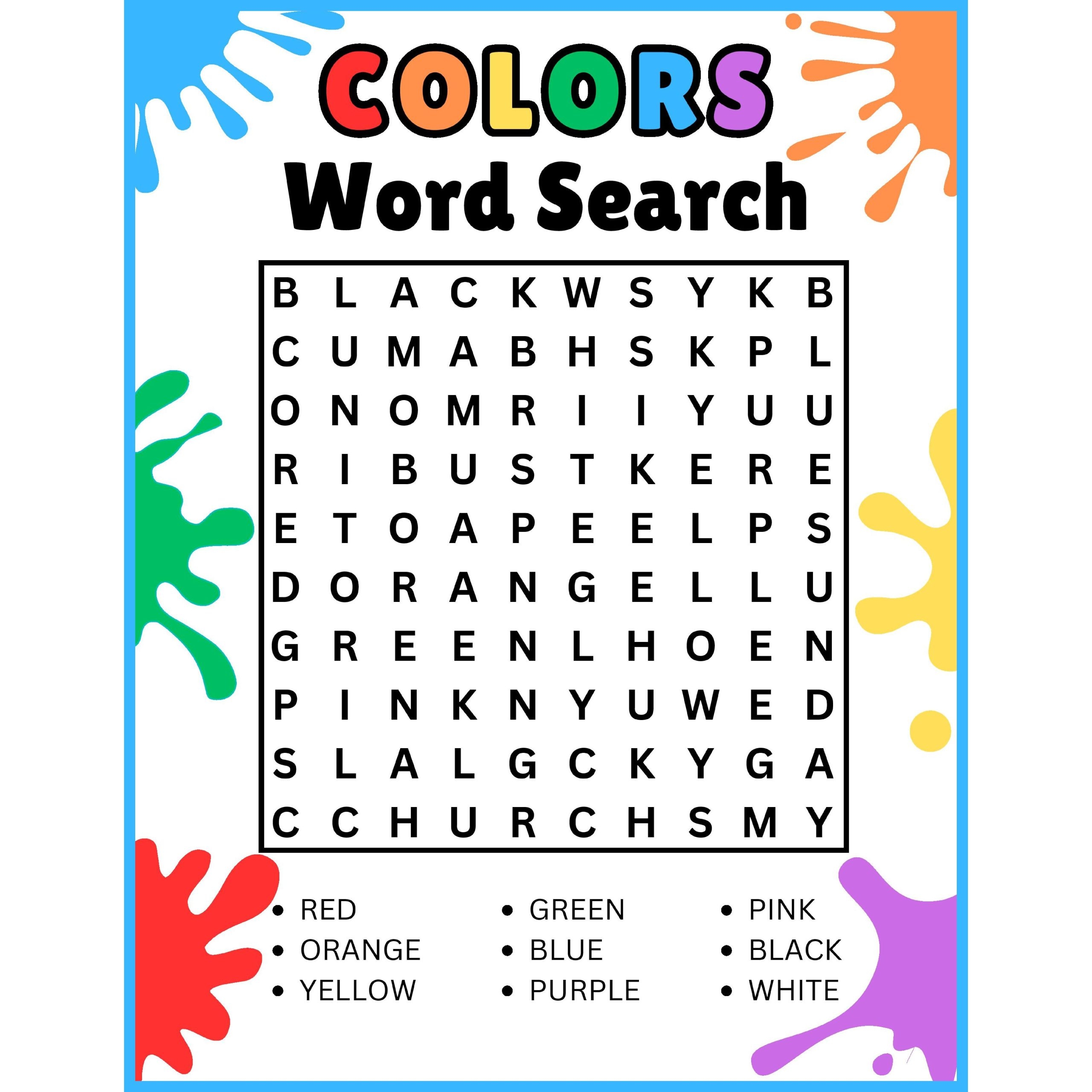 Preschool Kindergarten Colors Word Search Puzzle Worksheet Activity Made By Teachers Preschool Kindergarten Colors Word Search Puzzle Worksheet Activity Made By Teachers
