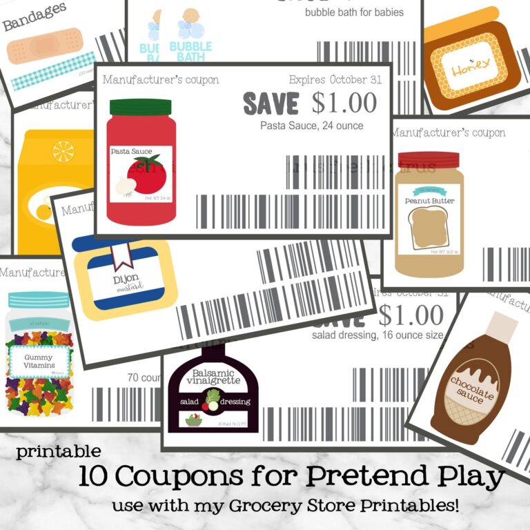 Pretend Play Coupons Grocery Store Printables Instant Download Etsy