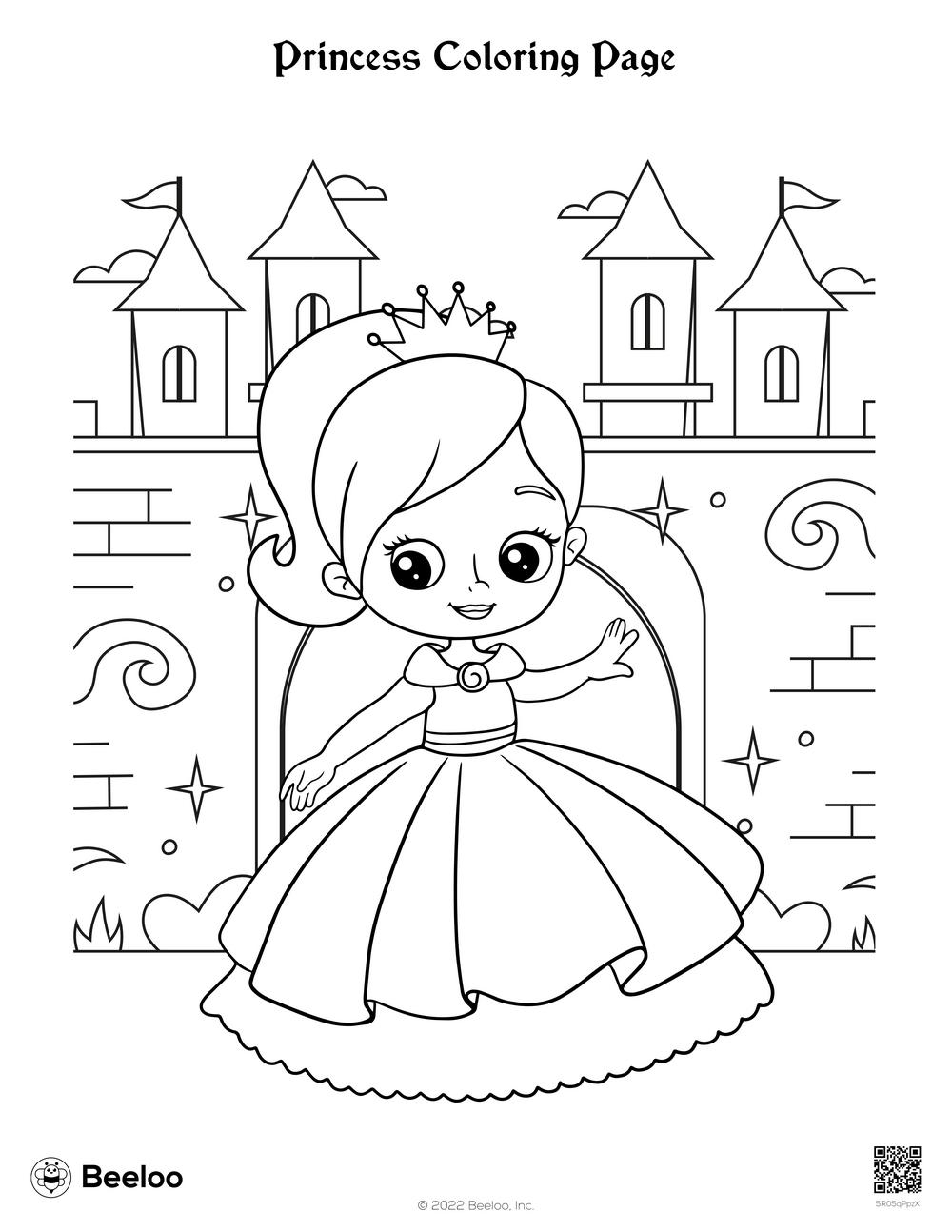 princess color pages printable