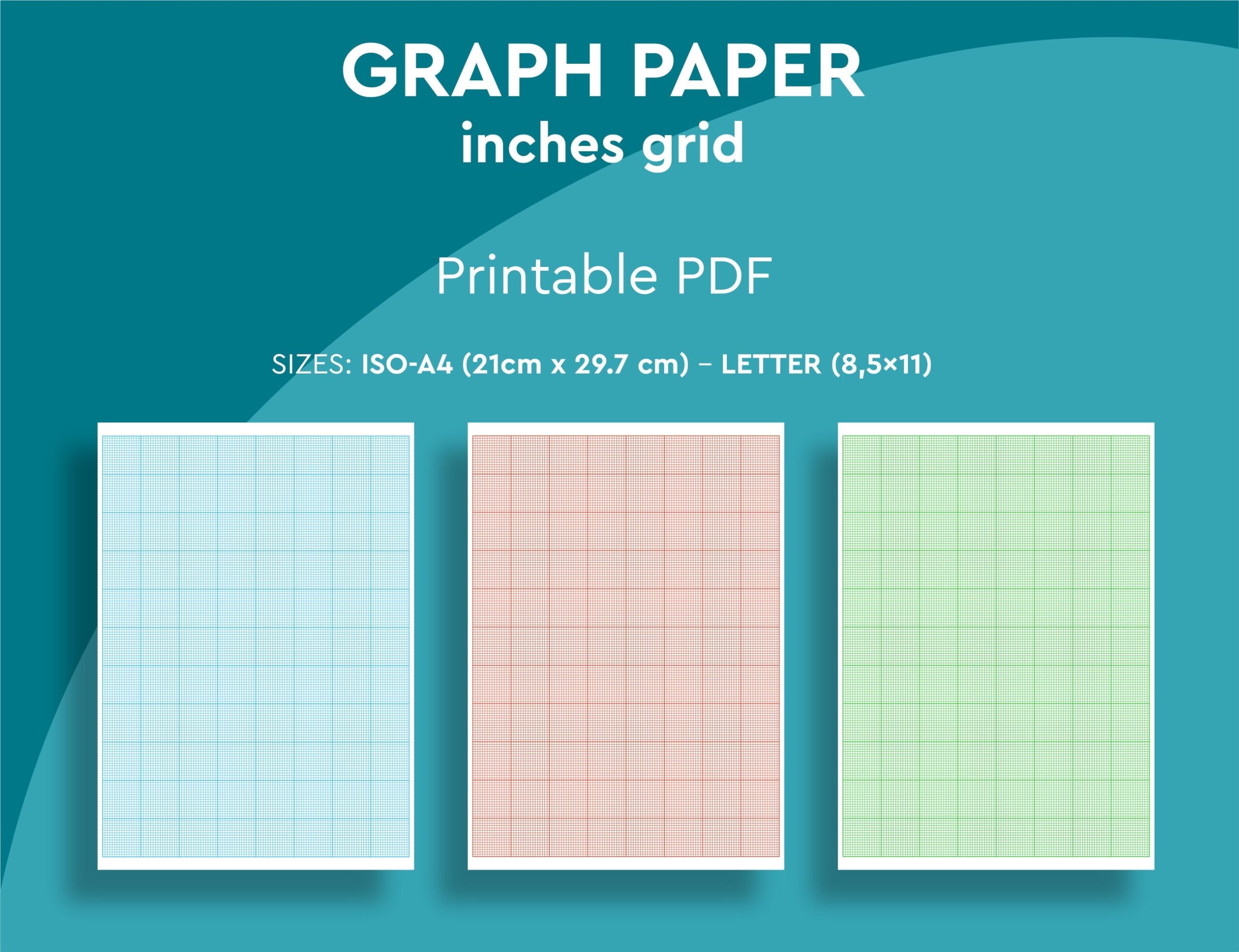Printable 1 x 1 Grid GRAPH PAPER Inches Grid 3 Different Colors Pdf Bundle Etsy