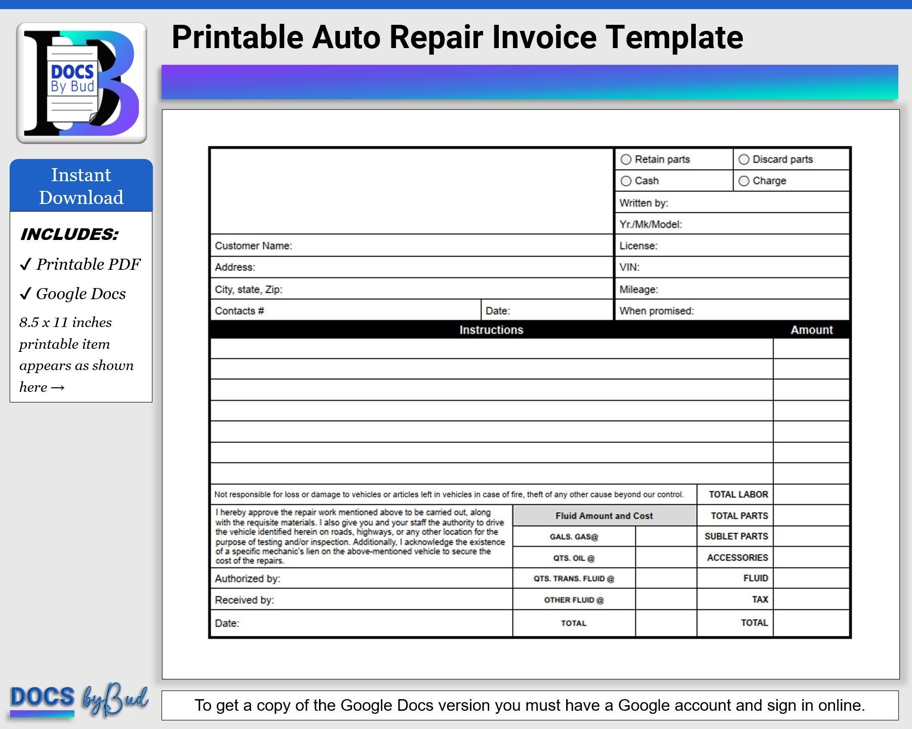 downloadable free printable auto repair invoice template downloadable free printable auto repair invoice template