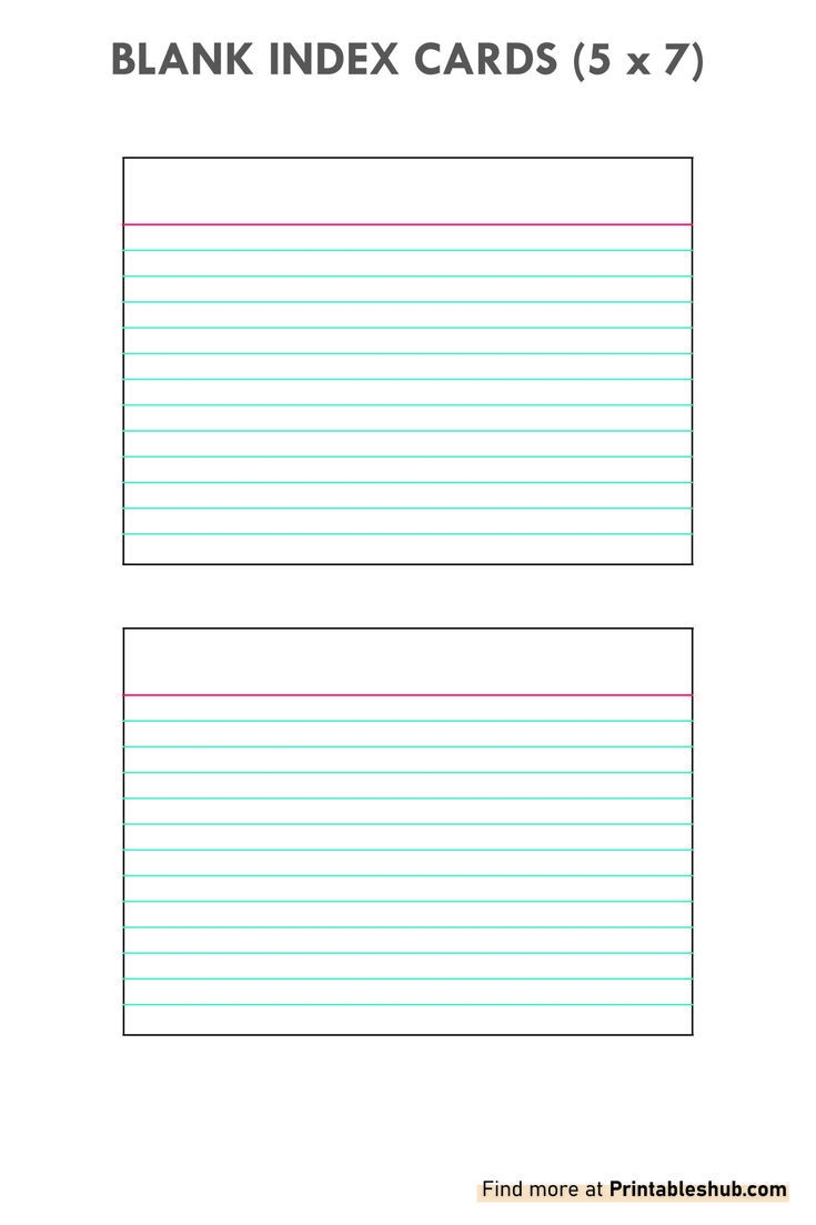 Printable Blank Index Cards Template PDF