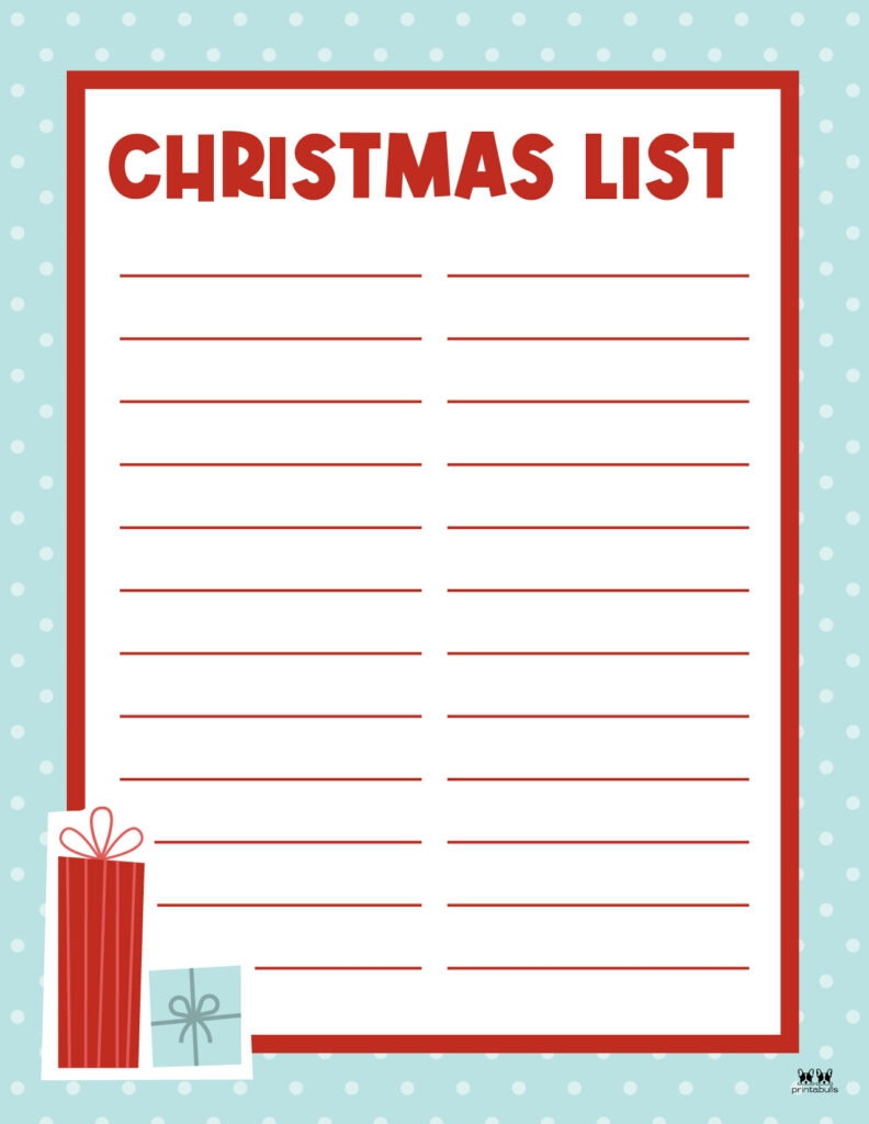 free printable christmas list template