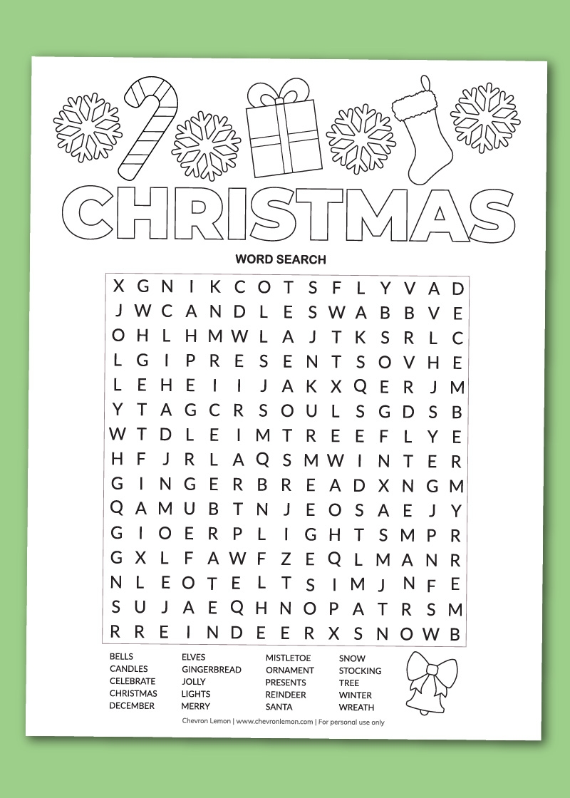 free printable christmas word search puzzles