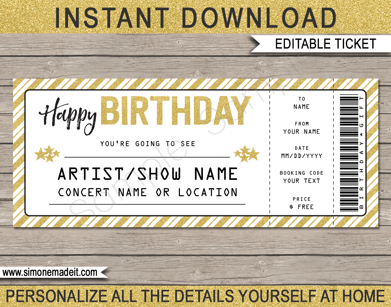 printable concert ticket template