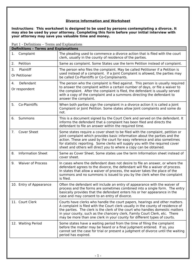 Printable Divorce Asset Worksheet Pre built Template AirSlate SignNow