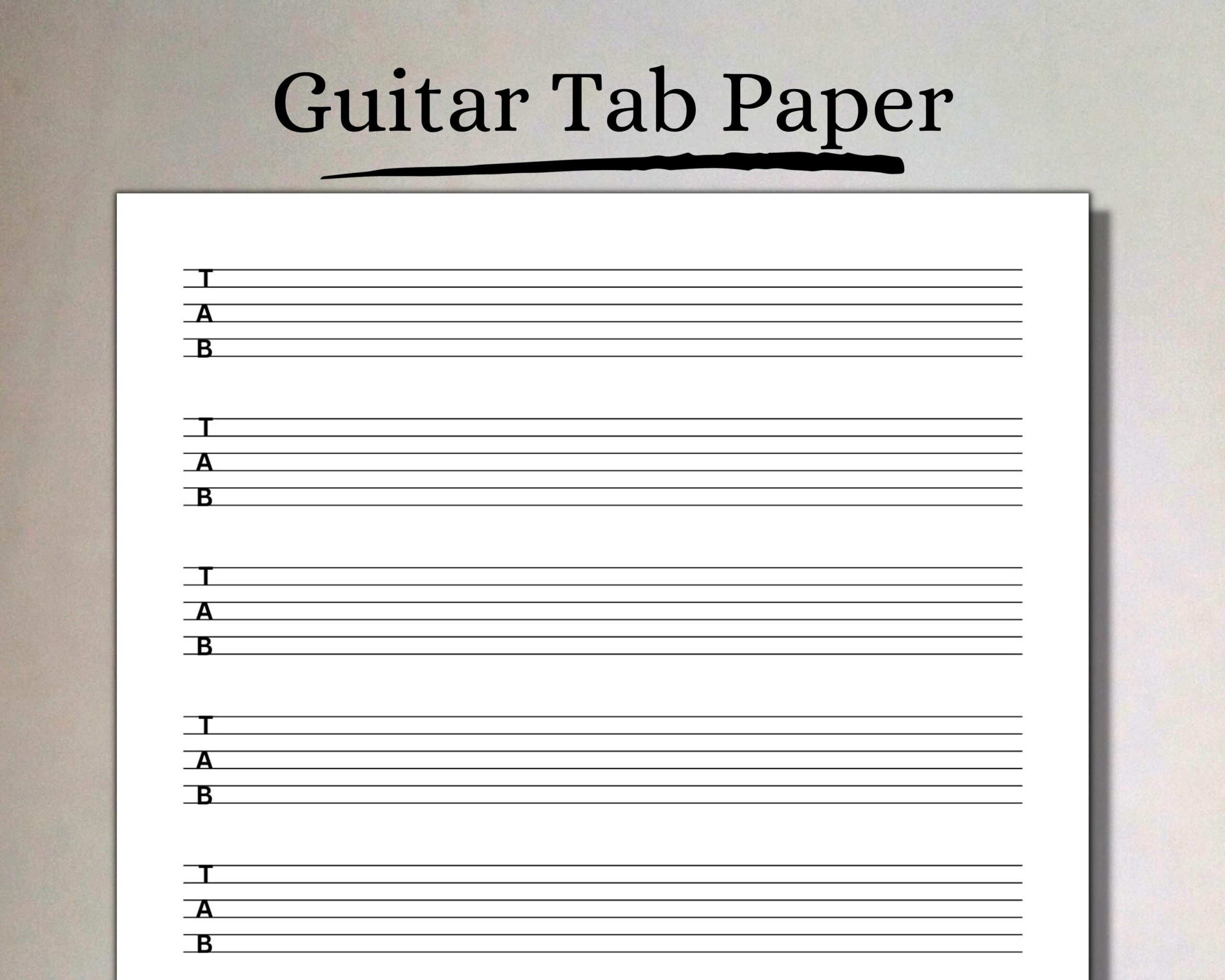 Printable Guitar Tab Paper Printable Blank Tablature Paper For Guitar Downloadable PDF Instant Download Songwriting Tool Etsy Israel