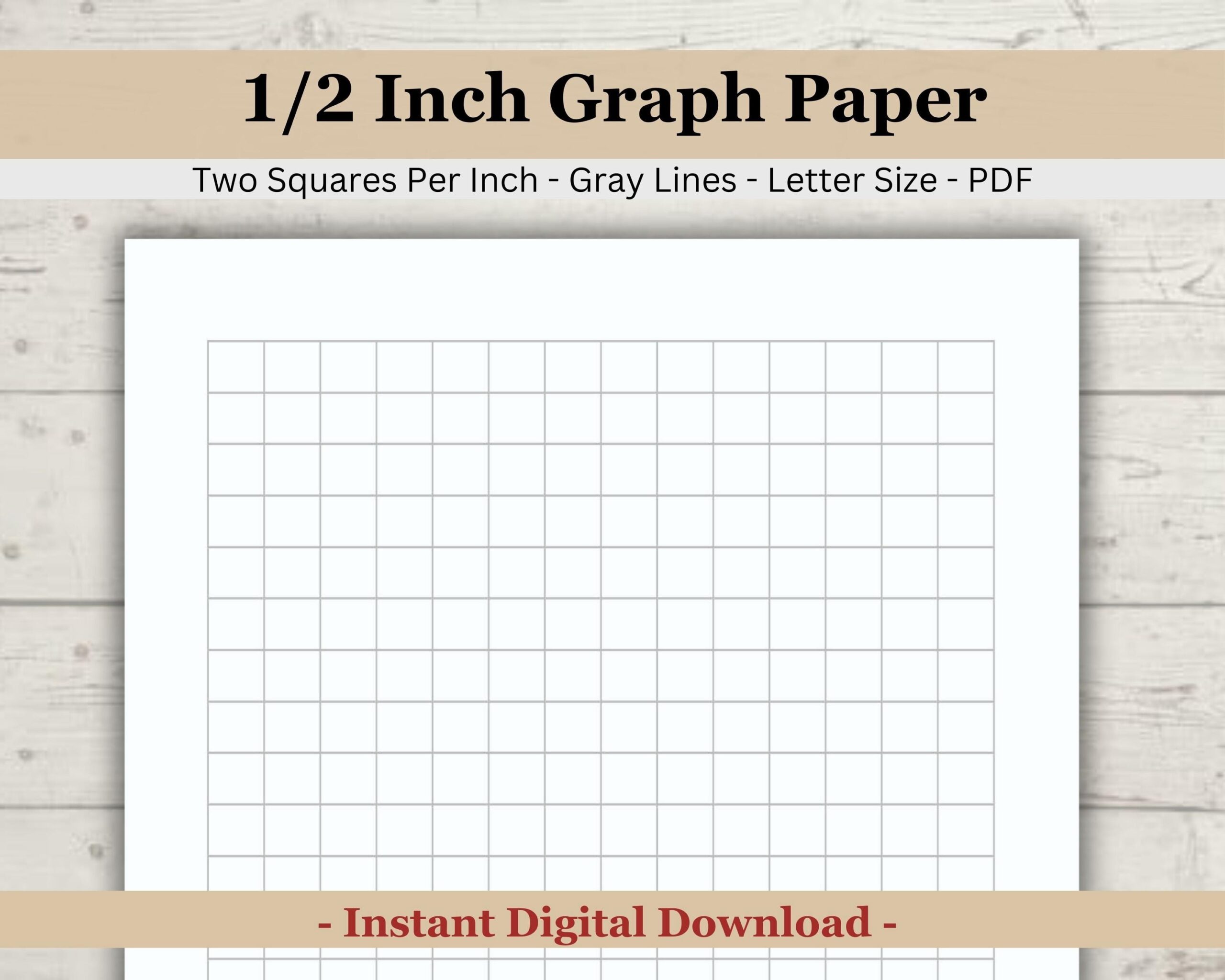 Printable Half Inch 50 Inch Graph Paper Two Squares Per Inch 2x2 Gray Graph Paper 1 2 Inch Squares Graphing Paper Download PDF Etsy