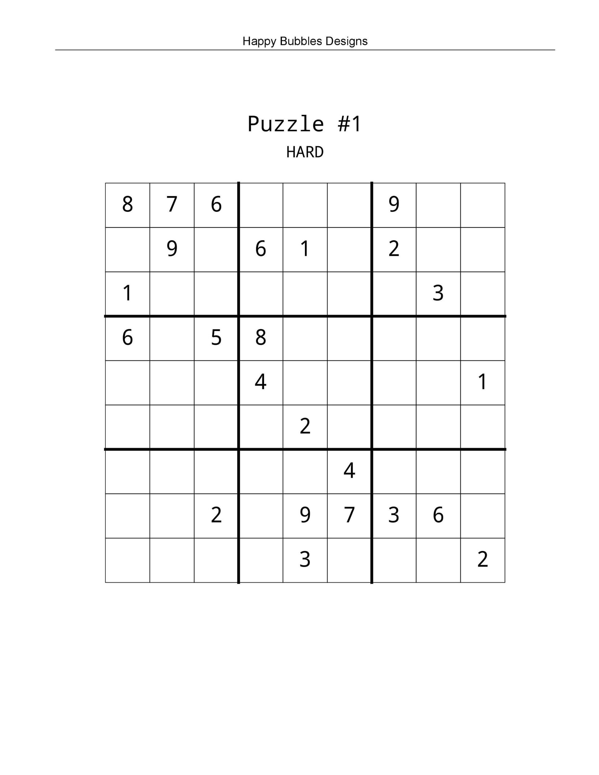 Printable Hard Sudoku Puzzles 20 Large Print Hard Sudoku Digital Download Etsy