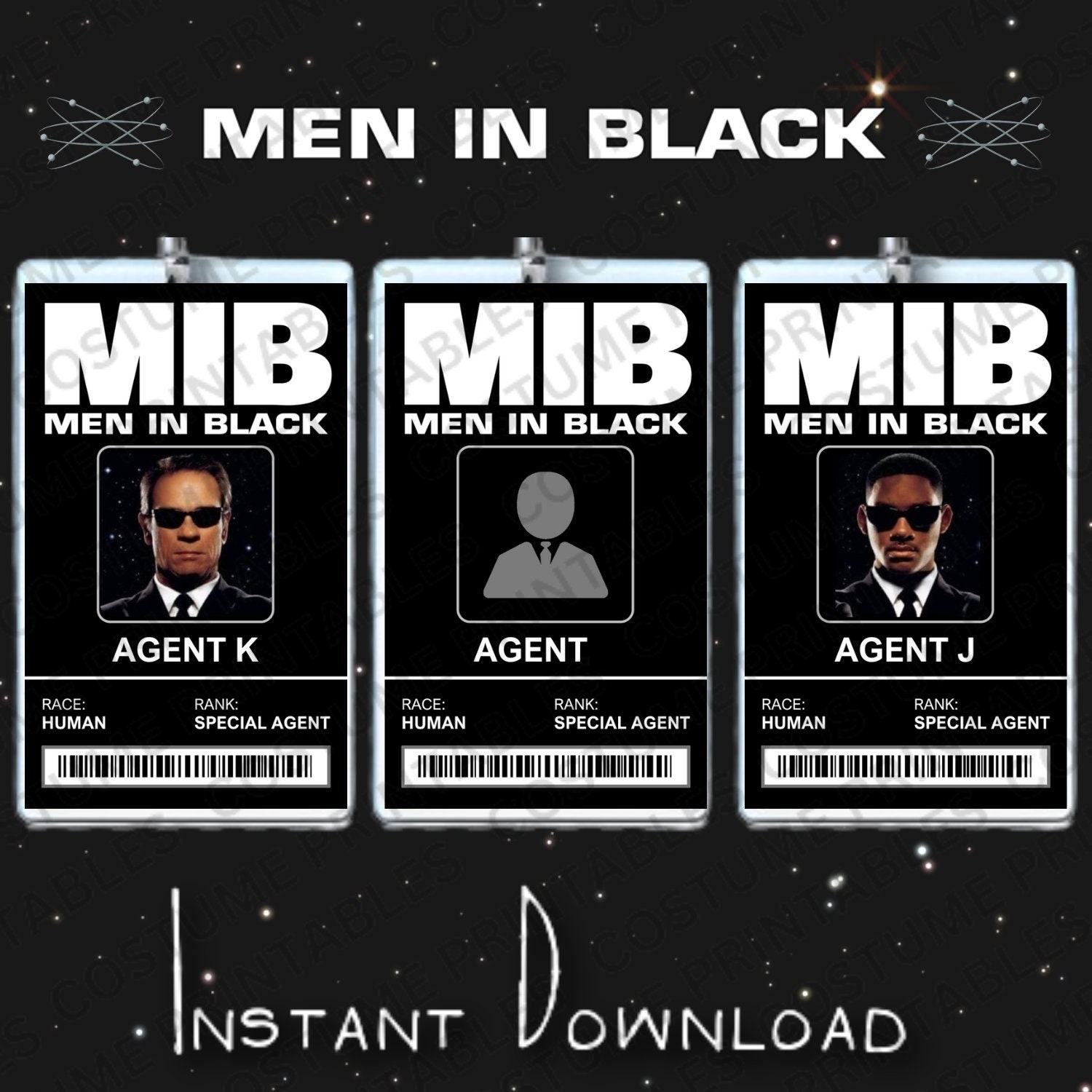 Printable Id Badge Mib Etsy