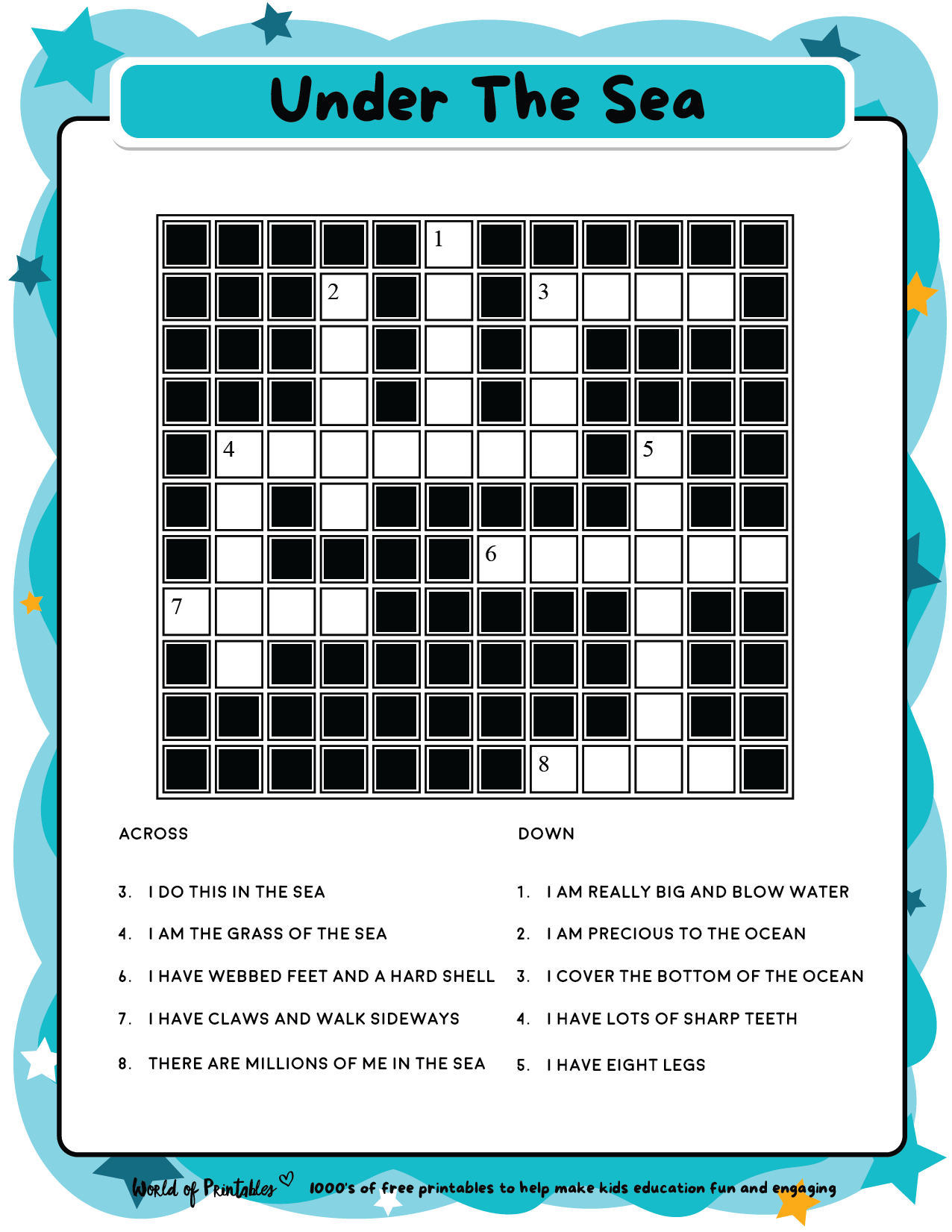 simple crossword puzzles printable