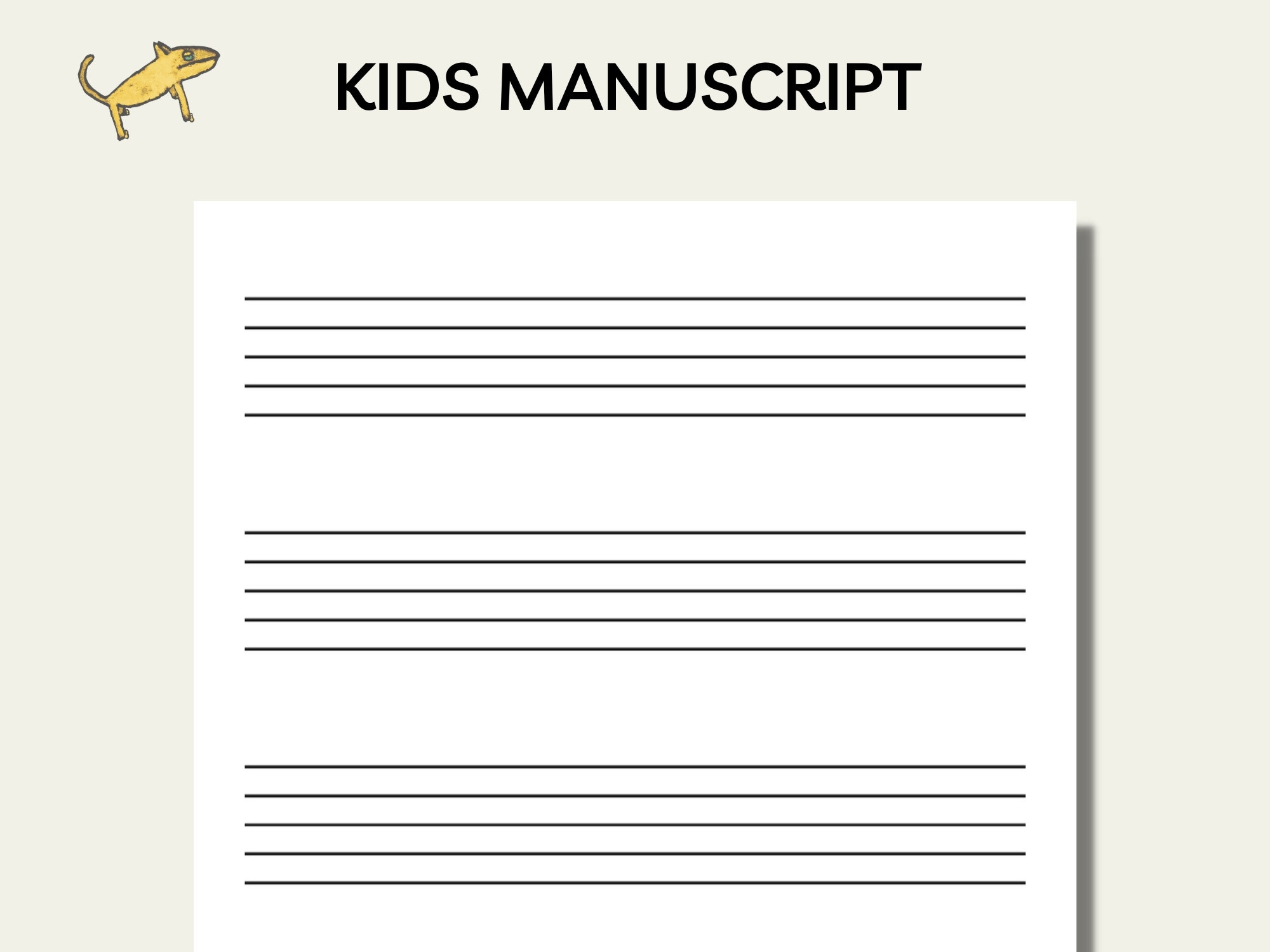 Printable Kids Music Manuscript Large Staff Paper a4 letter PDF PNG Etsy
