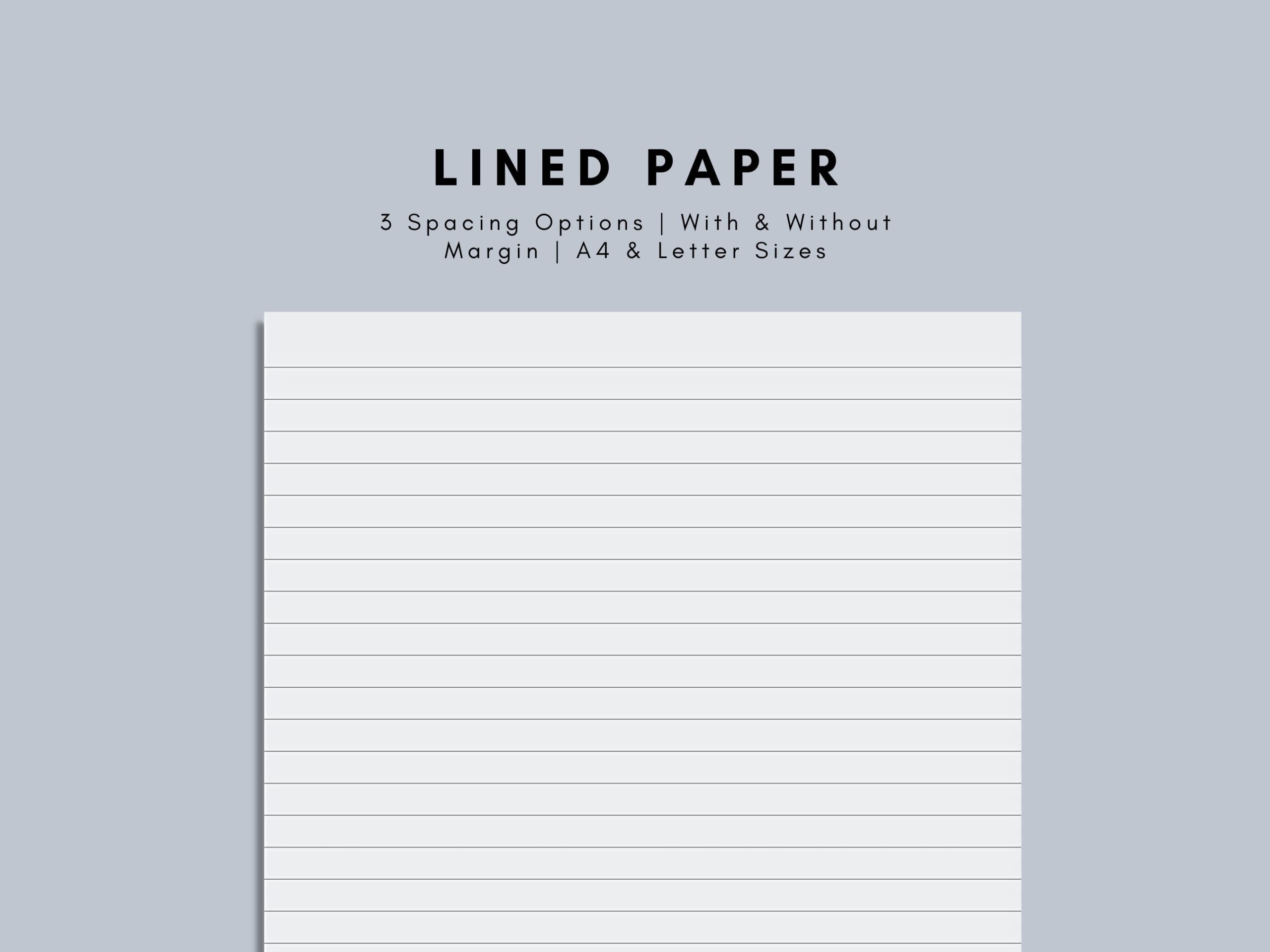 Printable Lined Paper Bundle Wide Narrow Medium Ruled Paper Pack With And Without Margin A4 And Letter Sizes Digital Download PDF Etsy