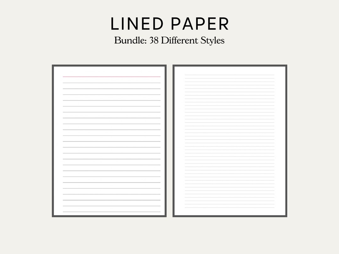 Printable Lined Paper PDF Wide Ruled Paper College Ruled Paper Digital Lined Paper Lined Pages Printable Note Paper Etsy