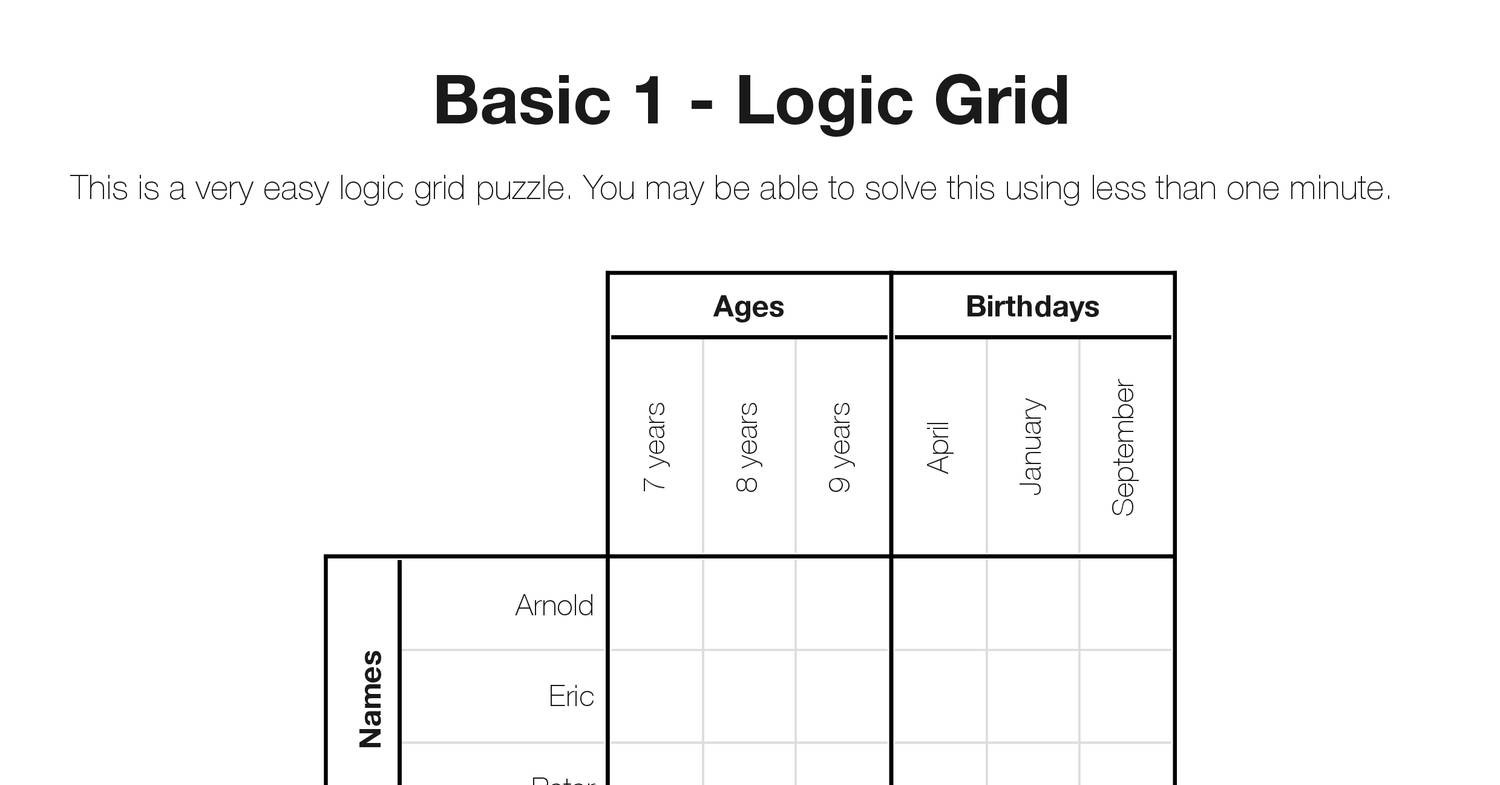 Printable Logic Grid Puzzles Brainzilla pdf DocDroid