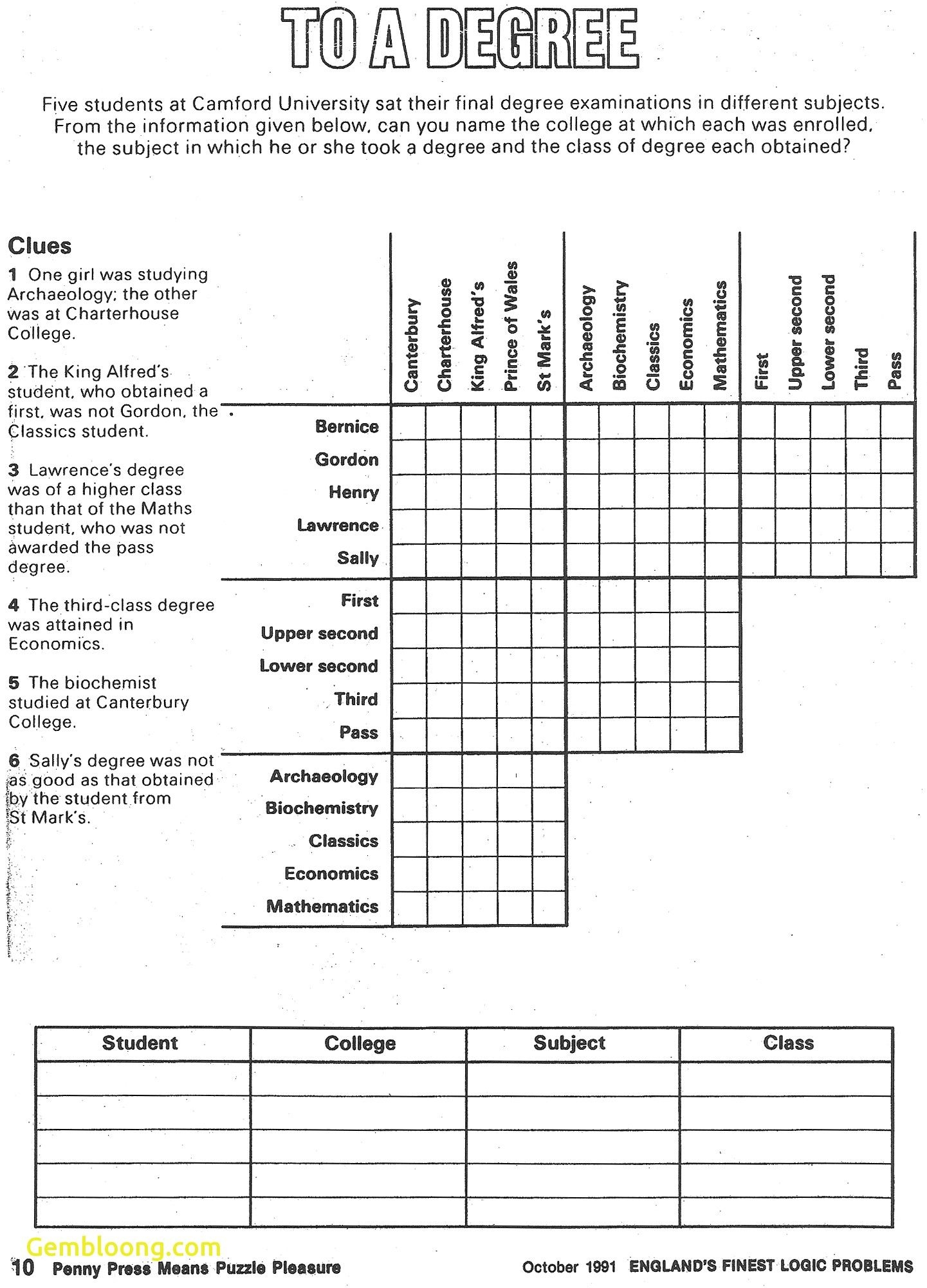 logic puzzle free printable