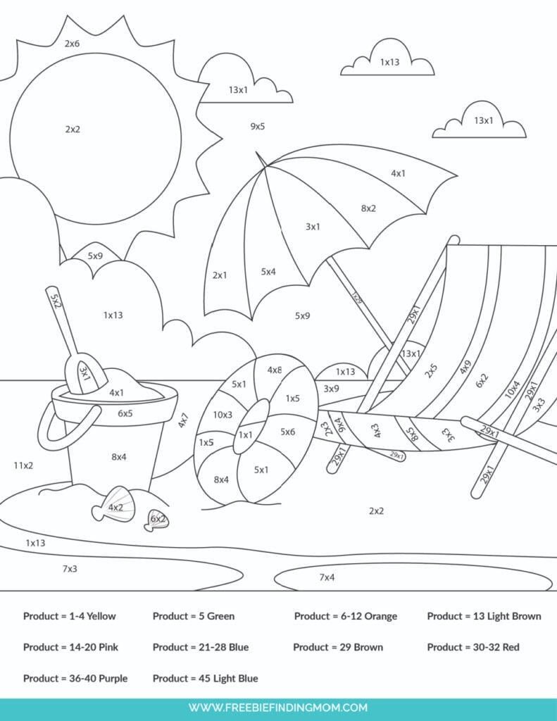 color by number printable worksheets
