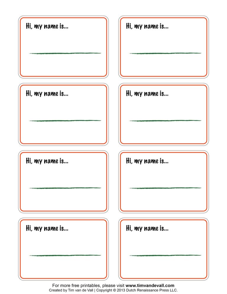 Printable Name Tags Compatible W Avery Templates 5395 05395