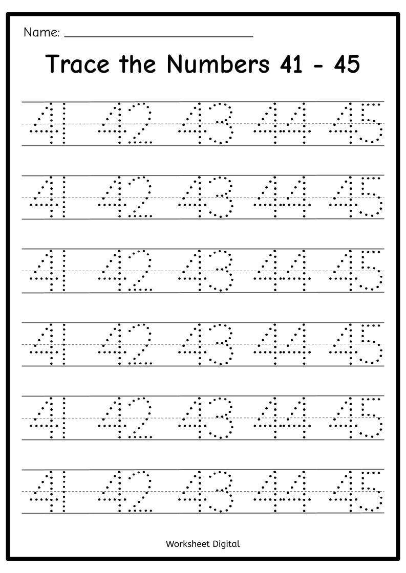 Printable Numbers 1 50 Tracing Worksheets For Preschool Kindergarten Homeschool Busy Book Handwriting Numbers And Counting Etsy