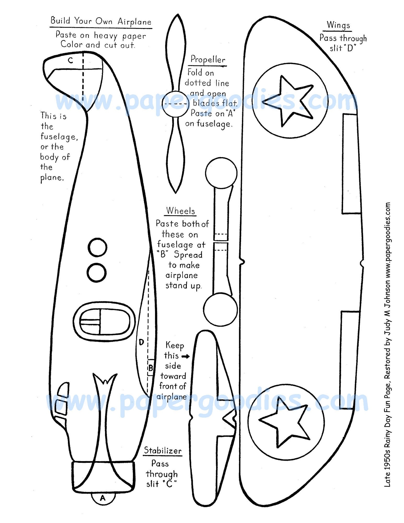 Printable Paper Airplane Craft Color cut fly Toy digital Download Etsy