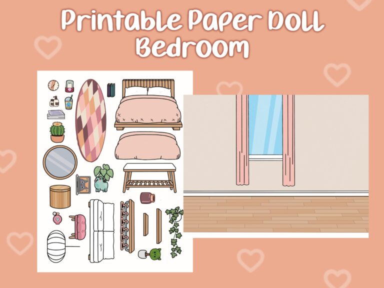 Printable Paper Doll Bedroom Toca Boca Bedroom Quiet Book Printable Bedroom For Paper Dolls Paper Doll Etsy