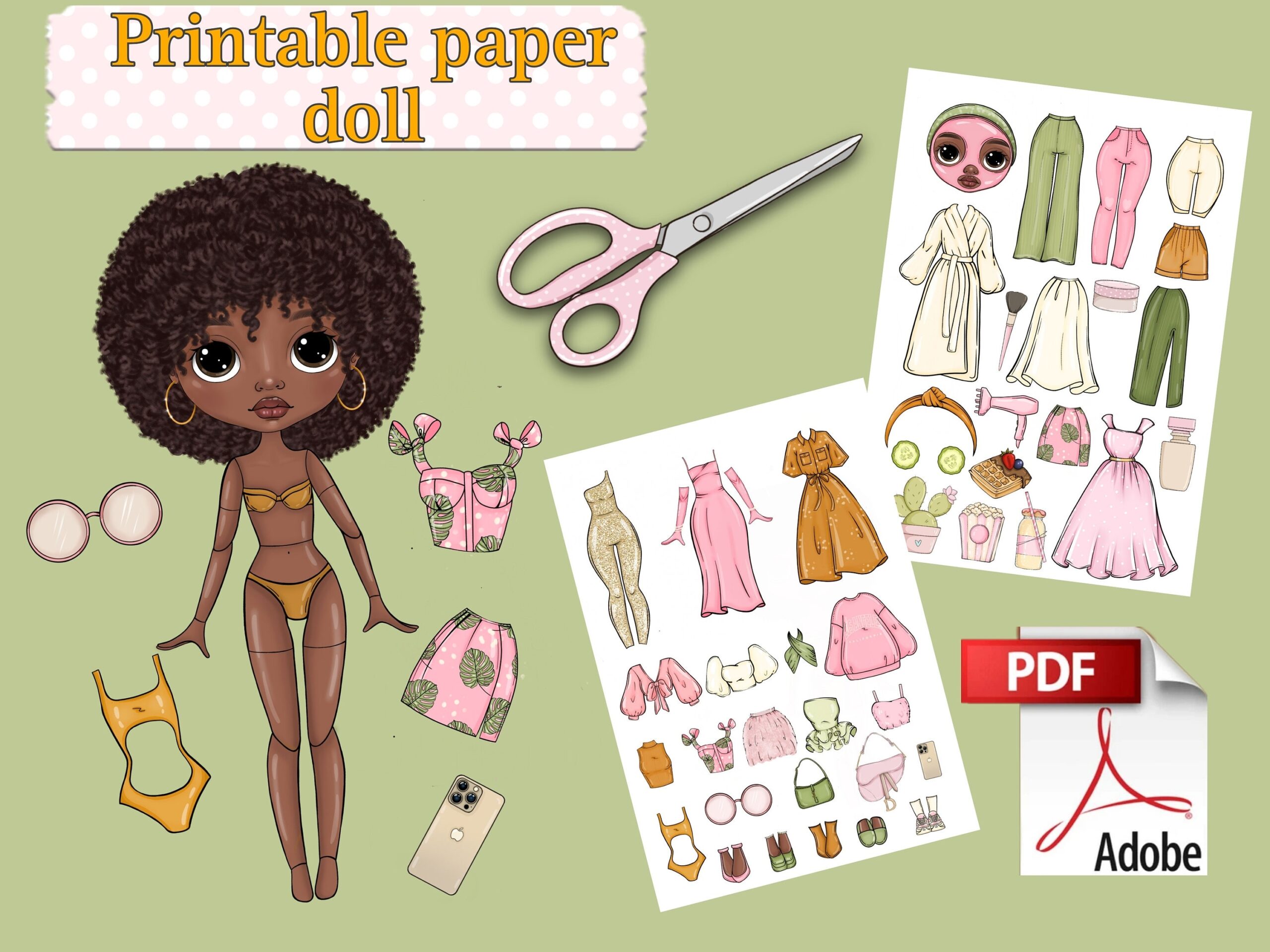 Printable Paper Doll Blythe With Clothes Digital PDF Instant Download Dress Up Cut Out Doll Busy Book Activity Fashion Girl Template Etsy