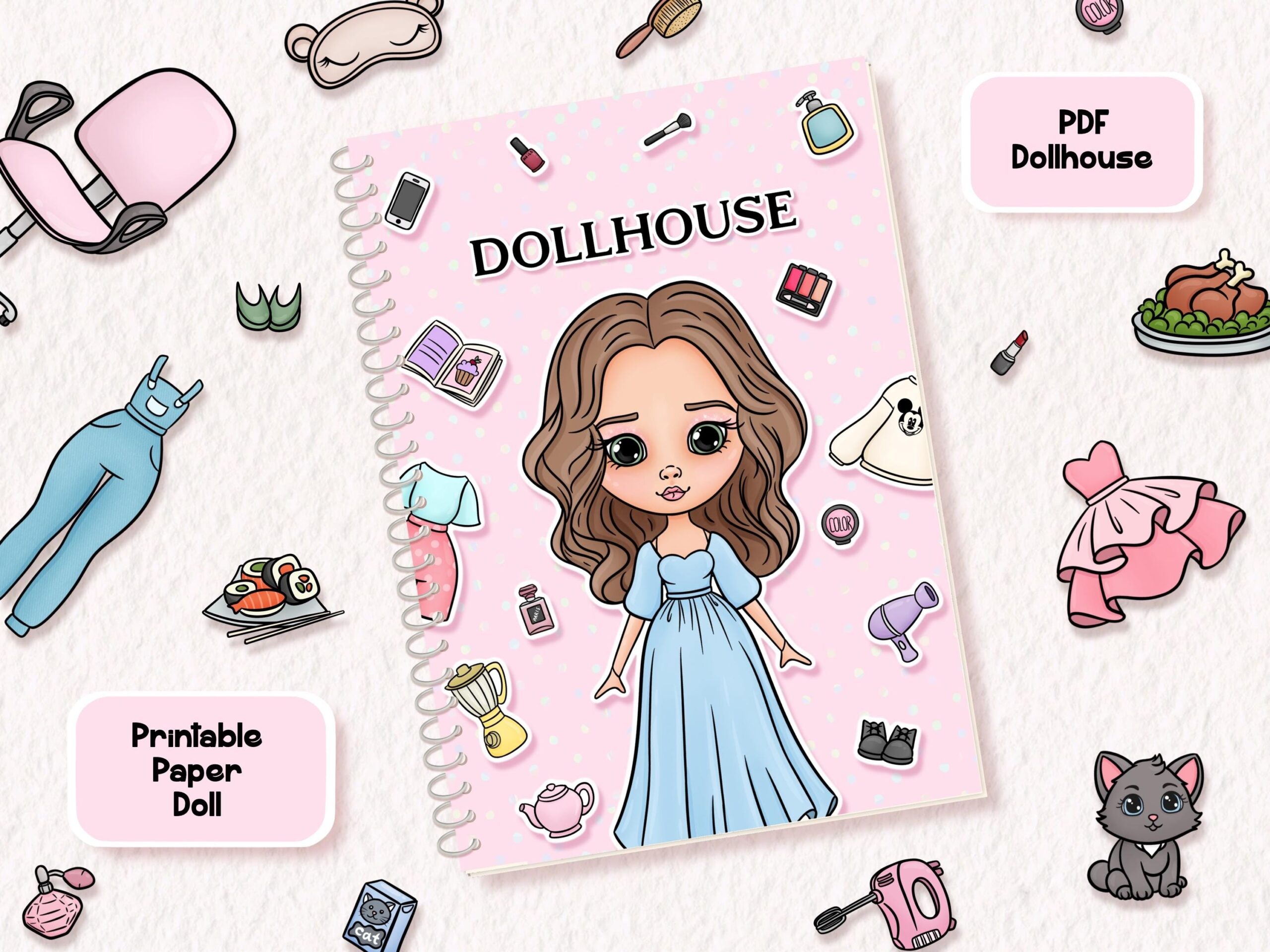 Printable Paper Dollhouse For Doll Book Activities For Kids Etsy