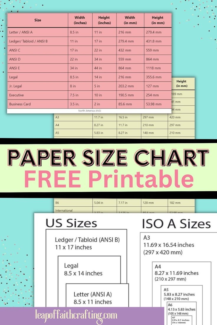 Printable Paper Size Chart FREE  Printable Paper Size Chart FREE