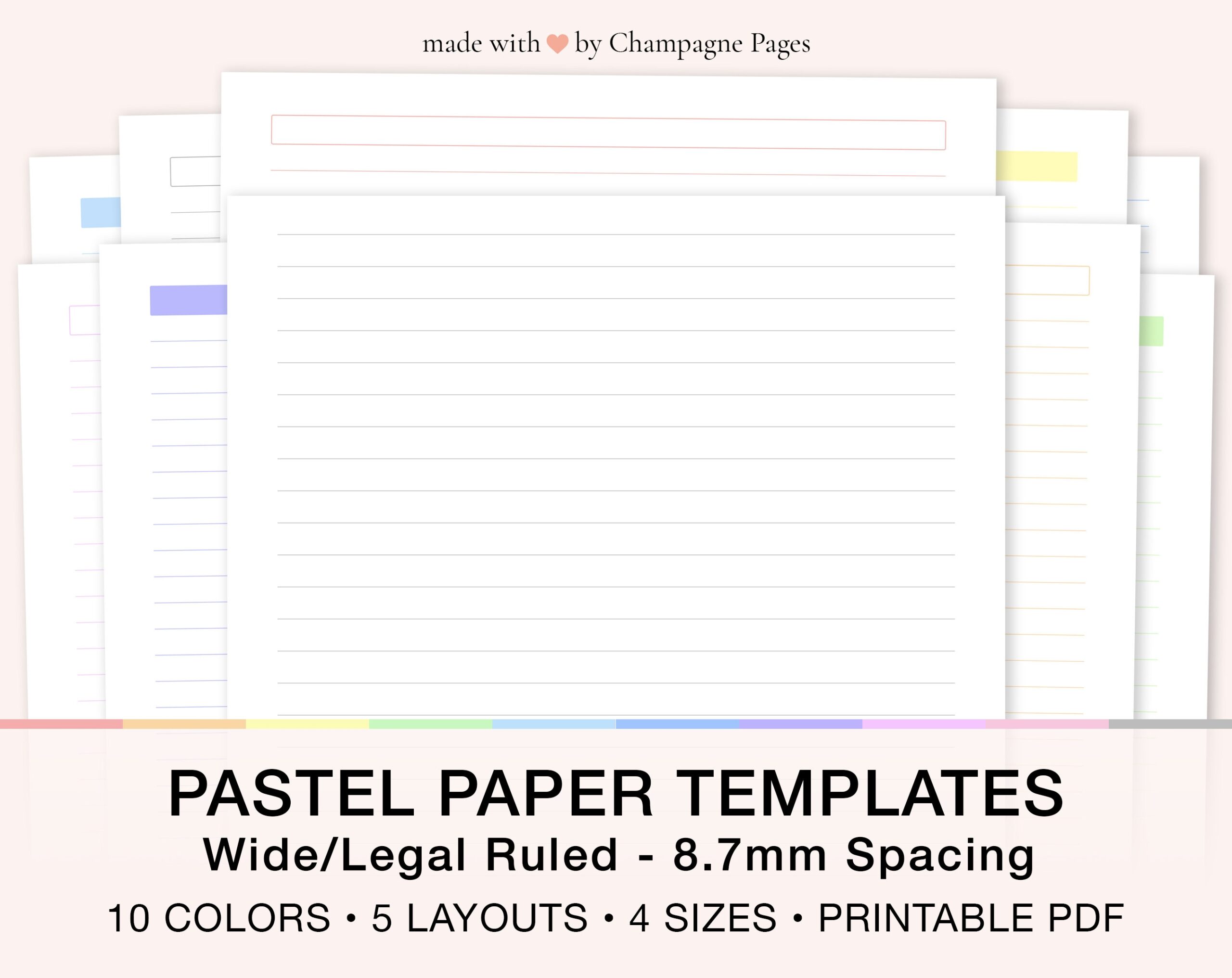 Printable Paper Templates Legal Ruled Wide Ruled 8 7 Mm Spacing Lined Paper Sheets Goodnotes Template A5 a4 letter half Letter Etsy