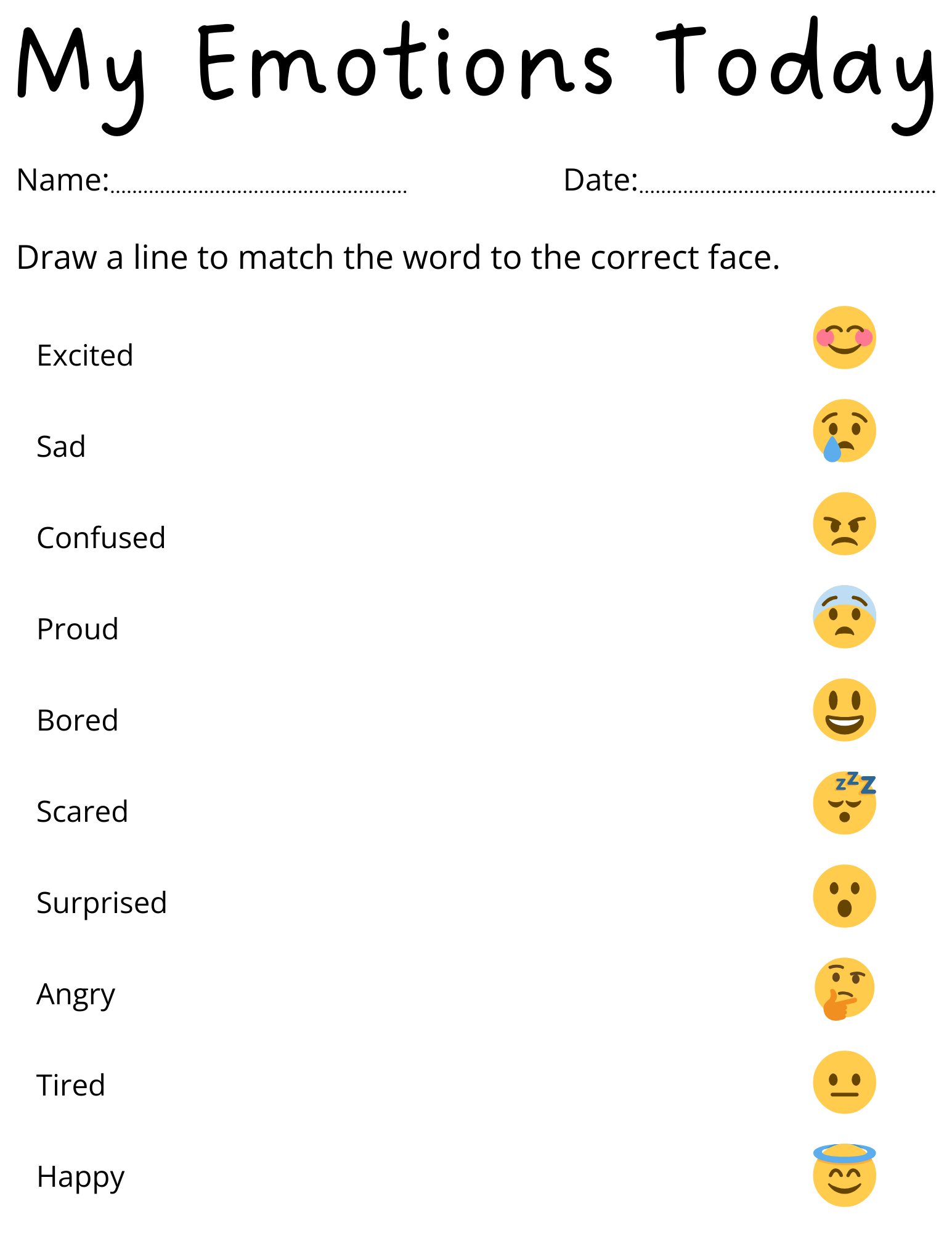 printable worksheets on emotions