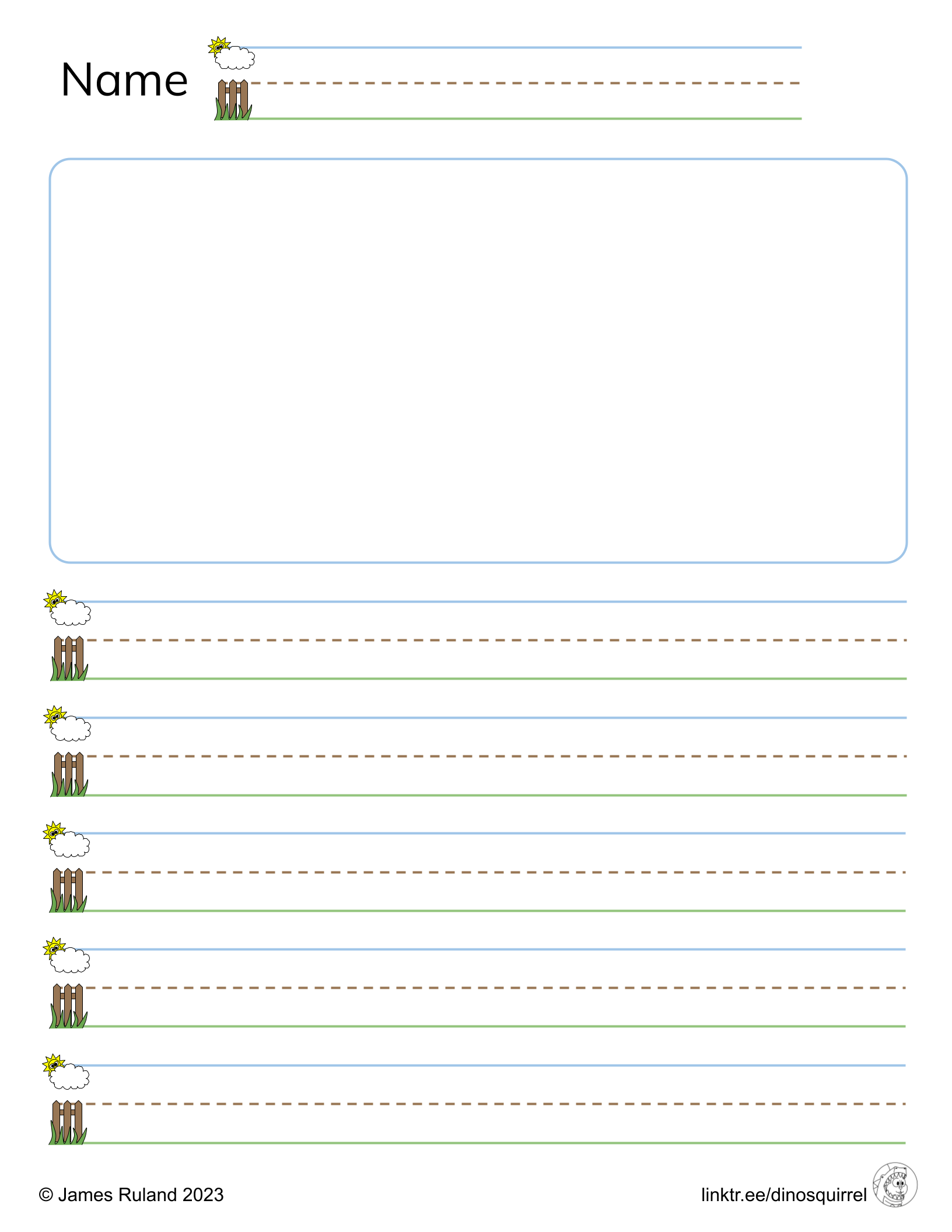 Printable Primary Handwriting Adaptive Paper SKY FENCE GRASS Horizontal And Vertical Orientation Great For Cursive Classful Printable Primary Handwriting Adaptive Paper SKY FENCE GRASS Horizontal And Vertical Orientation Great For Cursive Classful