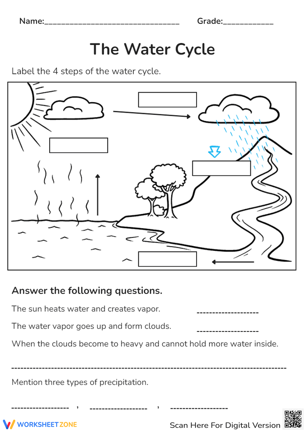printable water cycle worksheet pdf
