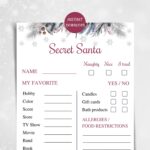 Printable Secret Santa Questionnaire 5x7 Work Secret Santa Info Cards Christmas Gift Exchange Questions Secret Santa Christmas Wish List Etsy