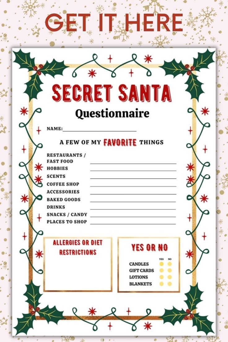 secret santa paper printable