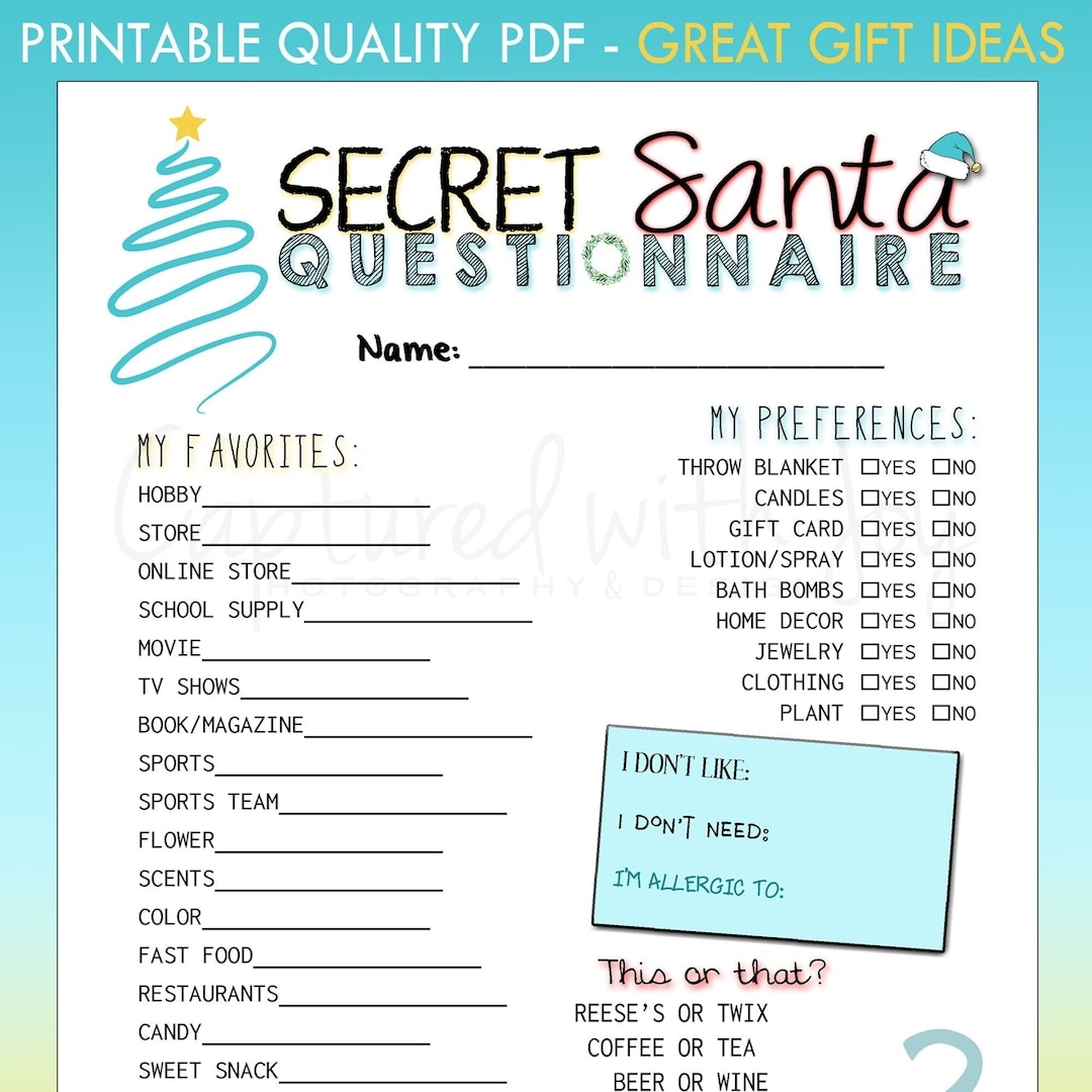 secret santa template printable