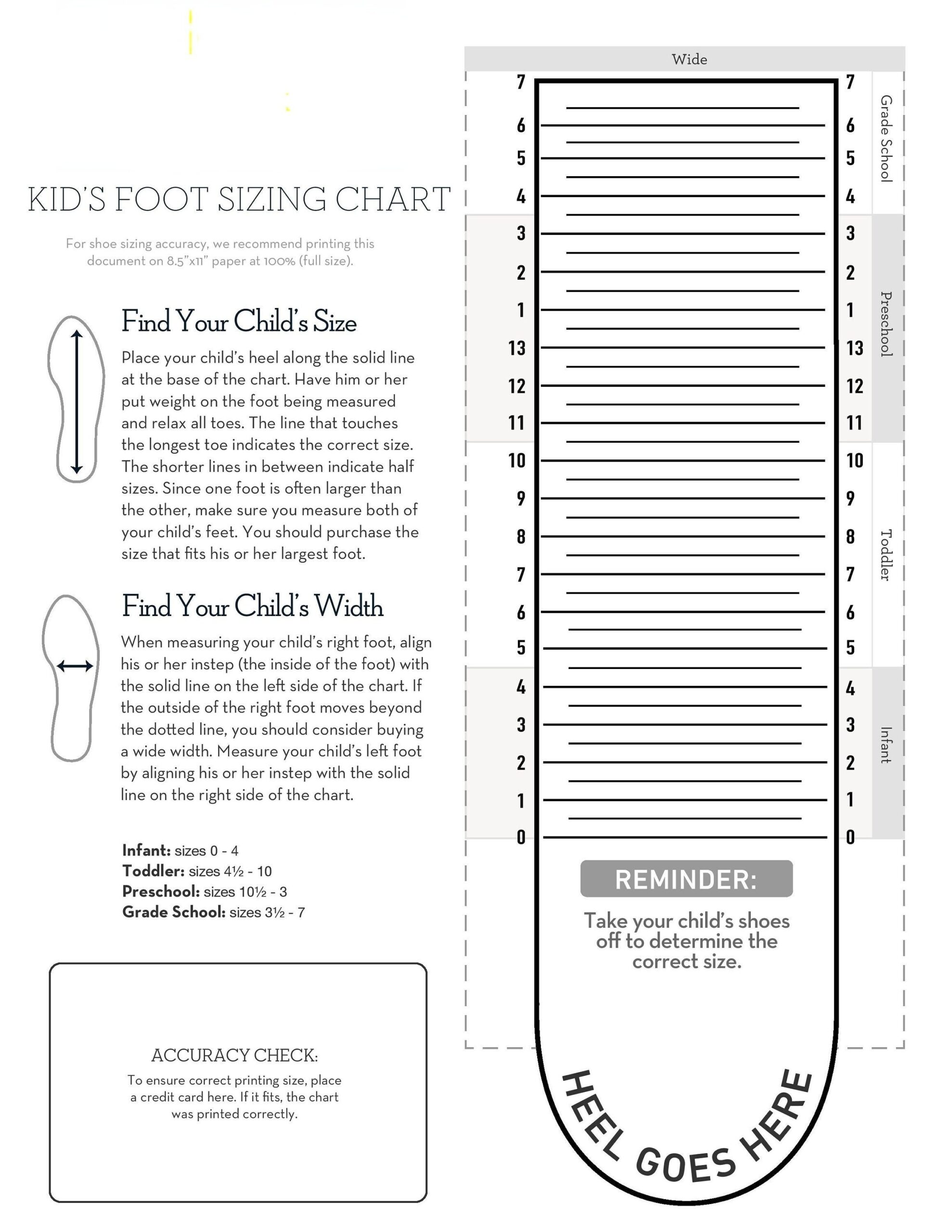 Printable Shoe Size Chart Youth Hotsell