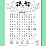 Printable Sports Word Search Puzzle Chevron Lemon