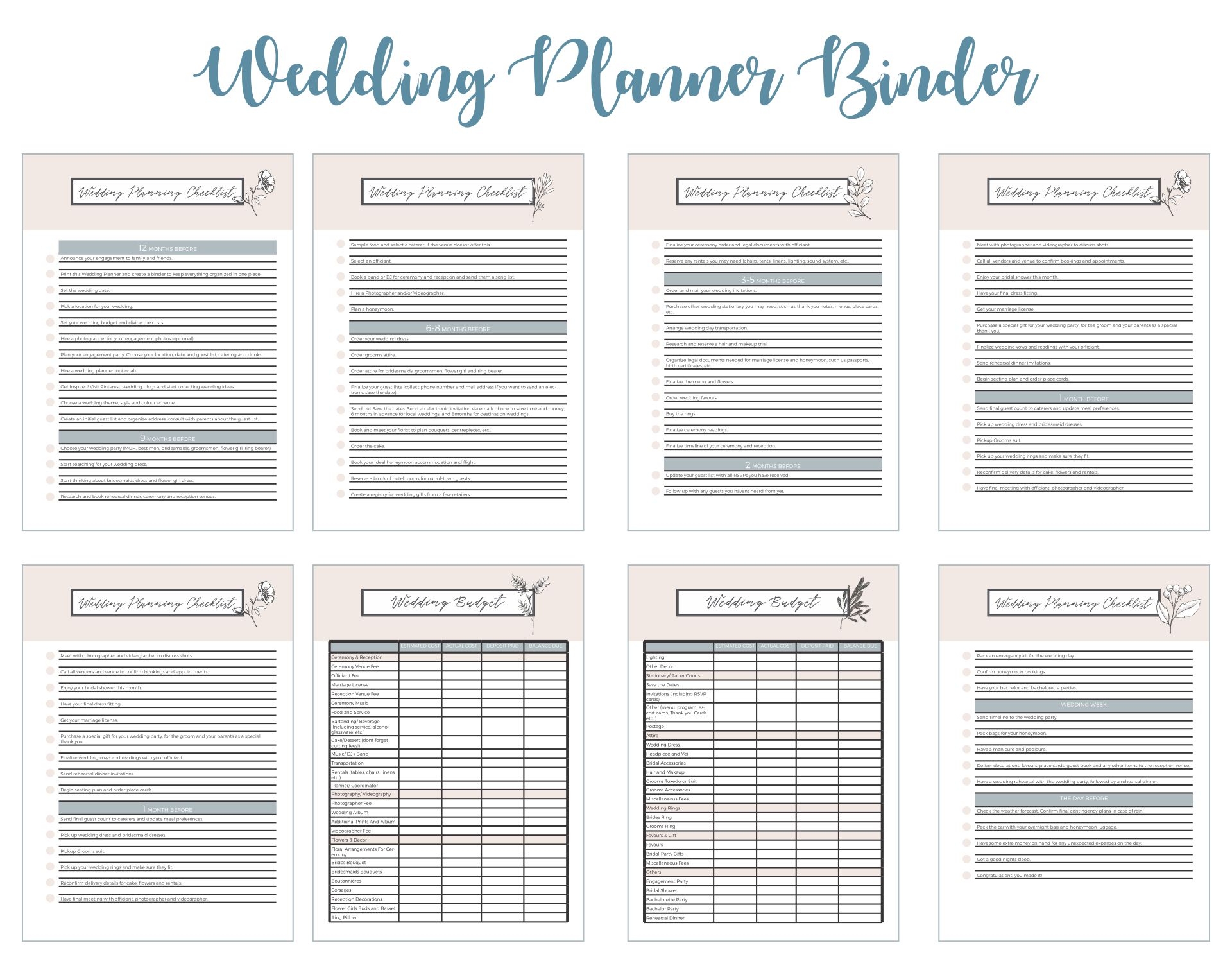 printout free printable wedding planner worksheets