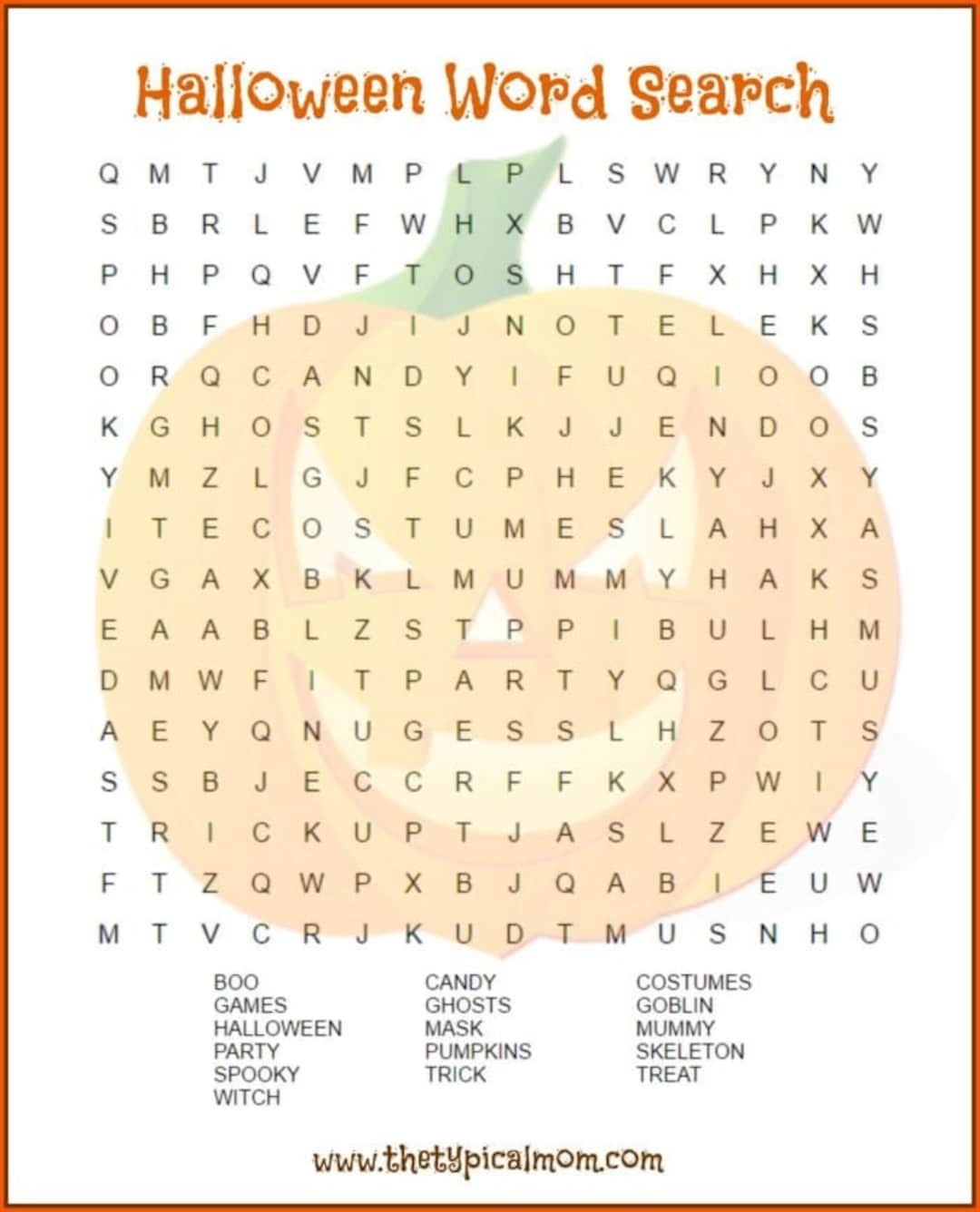 halloween printable word search puzzles
