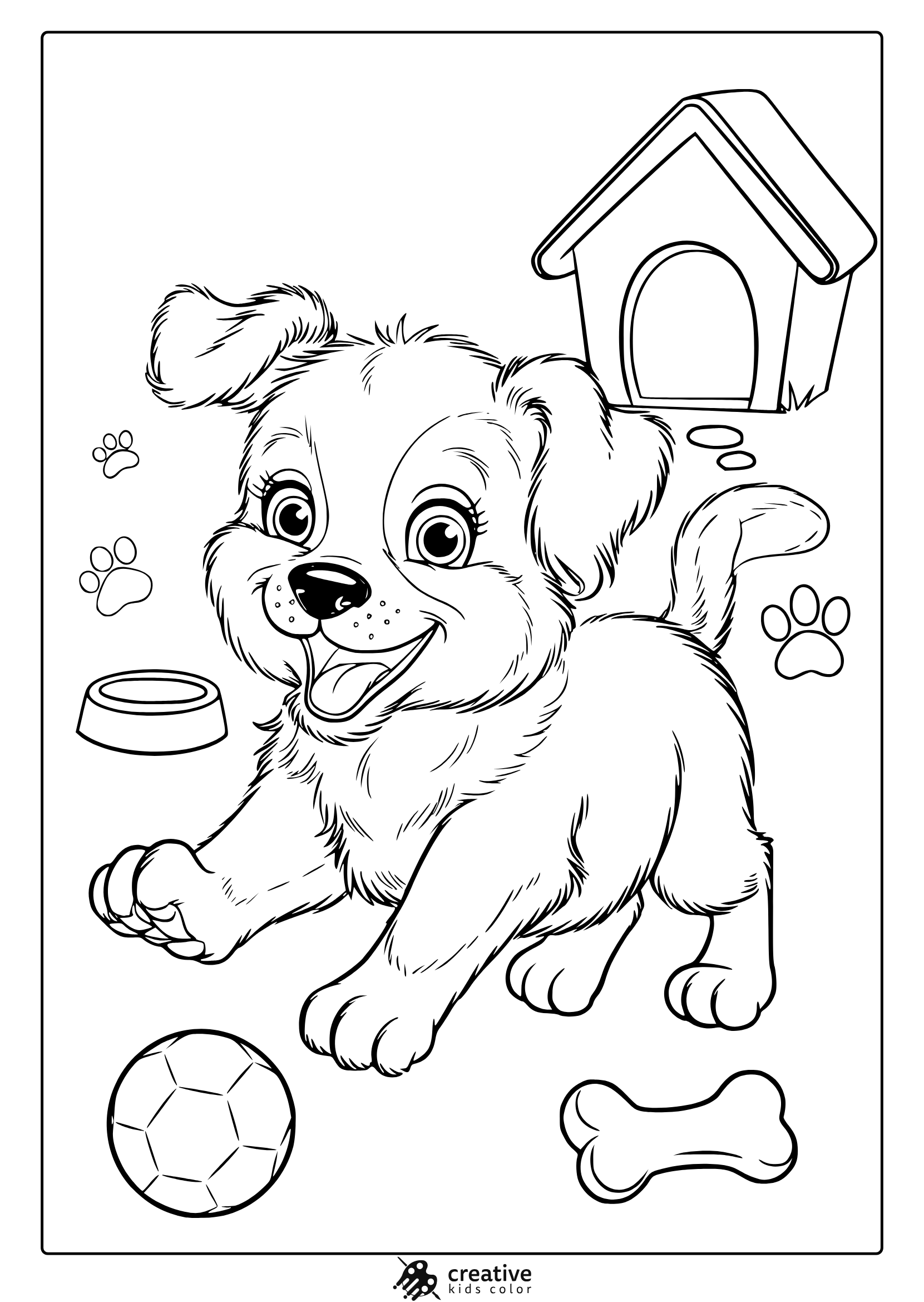 dog color pages printable